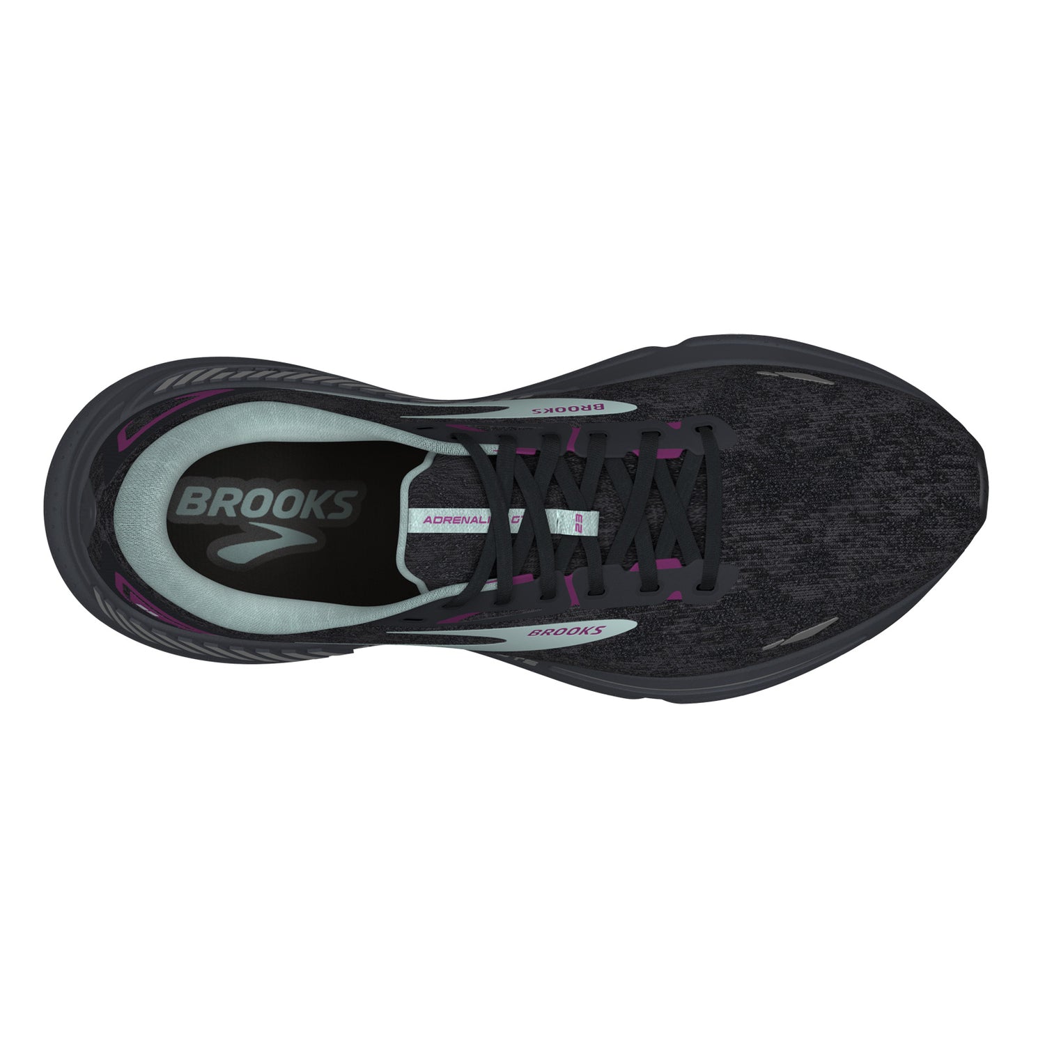 Peltz Shoes  Women's Brooks Adrenaline GTS 23 Running Shoe – Wide Width Black/Light Blue/Purple 120381 1D 072