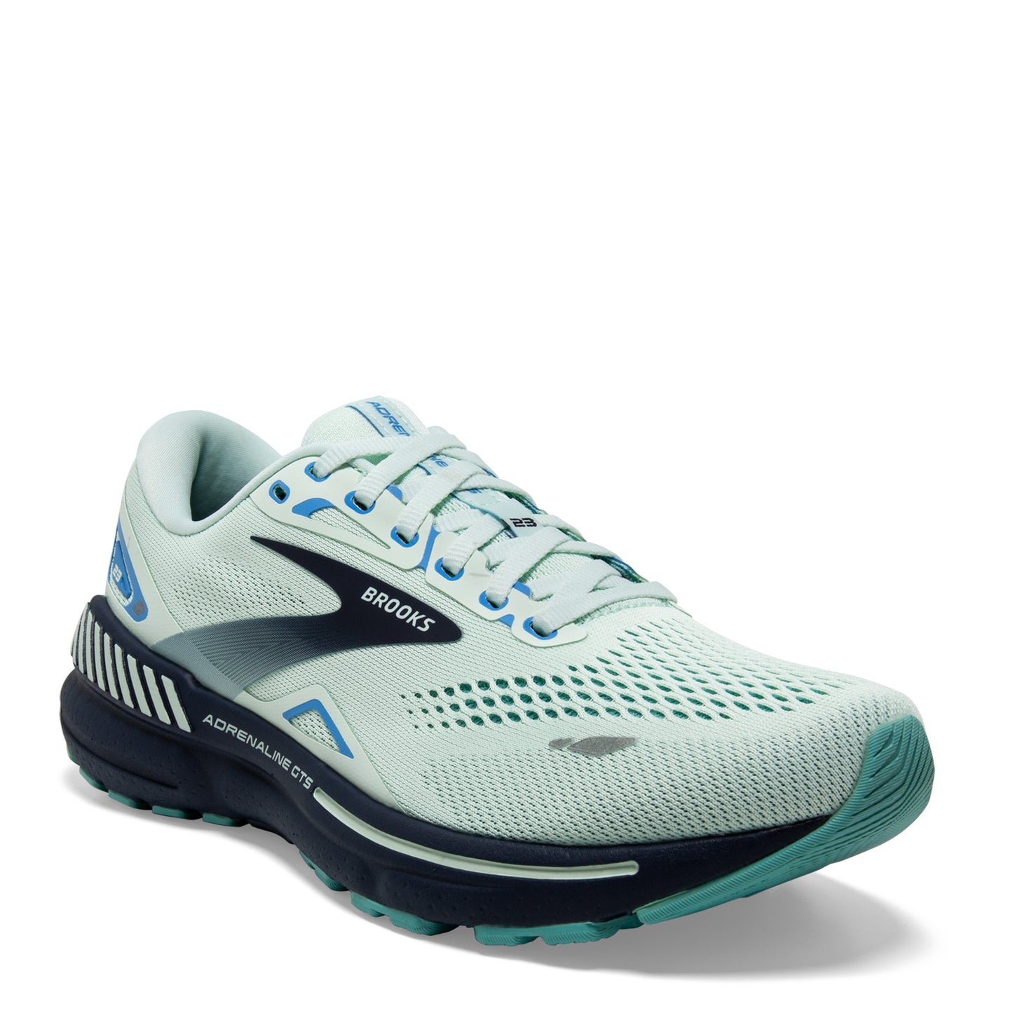 Peltz Shoes  Women's Brooks Adrenaline GTS 23 Running Shoe – Wide Width Blue Glass/Nile Blue/Marina 120381 1D 471