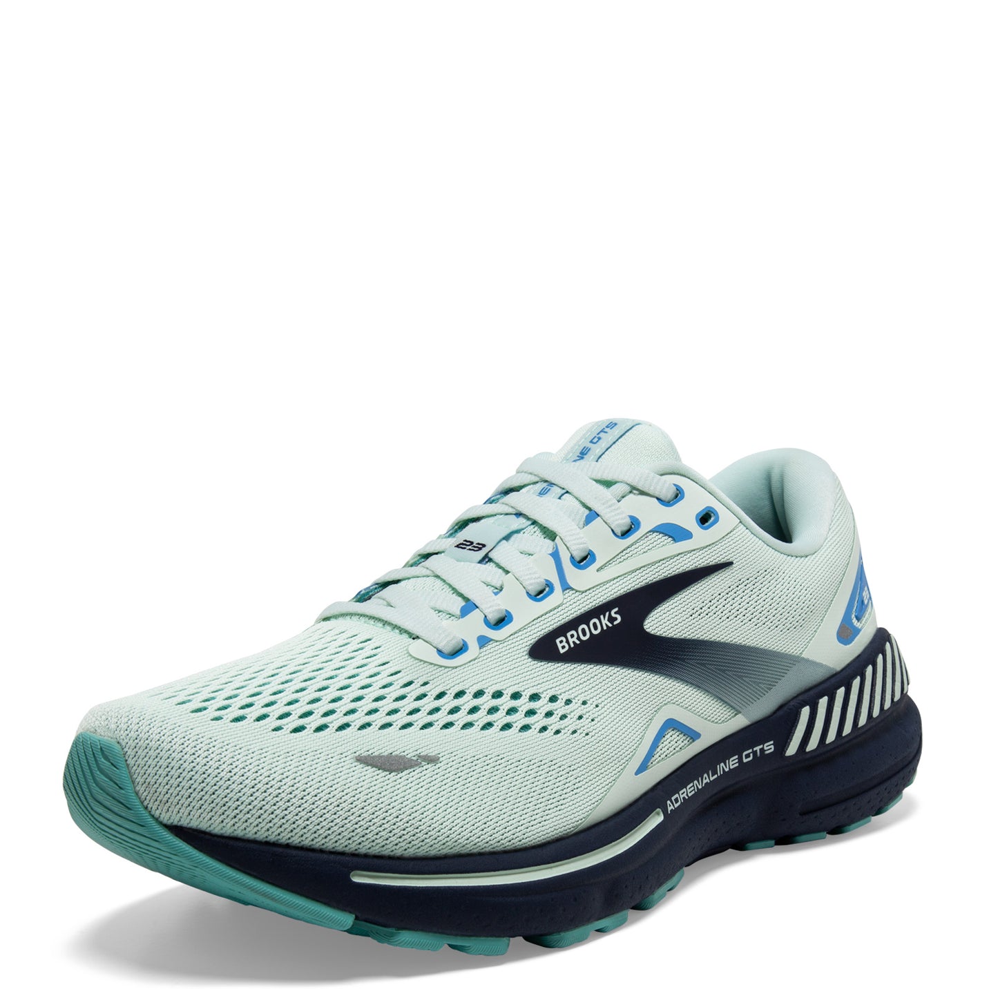 Peltz Shoes  Women's Brooks Adrenaline GTS 23 Running Shoe – Wide Width Blue Glass/Nile Blue/Marina 120381 1D 471