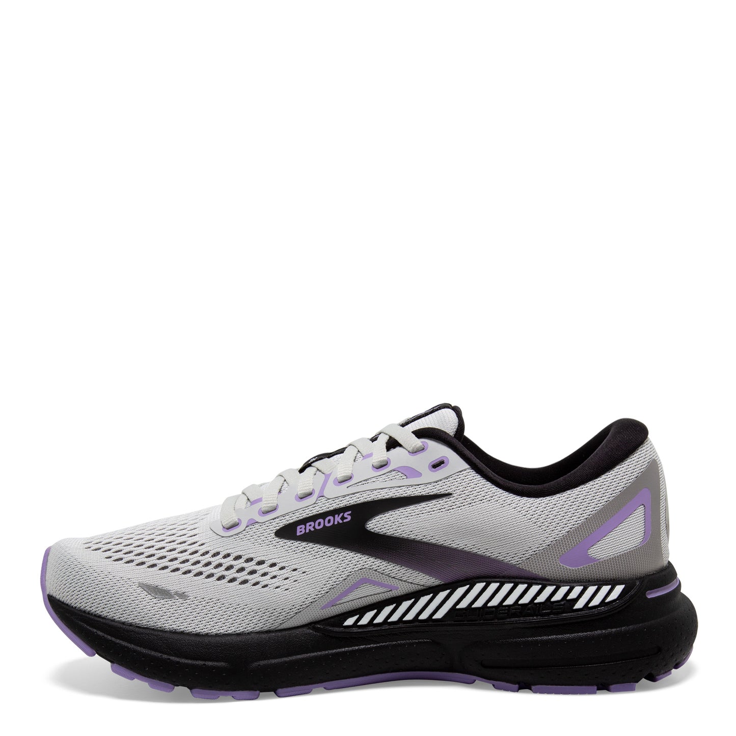 Peltz Shoes  Women's Brooks Adrenaline GTS 23 Running Shoe - Narrow Width Grey/Black/Purple 120381 2A 039
