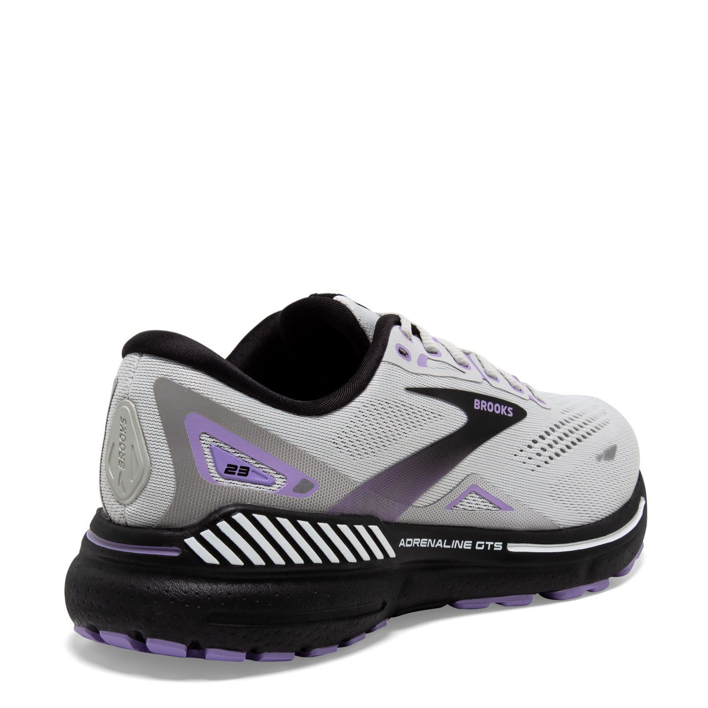 Peltz Shoes  Women's Brooks Adrenaline GTS 23 Running Shoe - Narrow Width Grey/Black/Purple 120381 2A 039