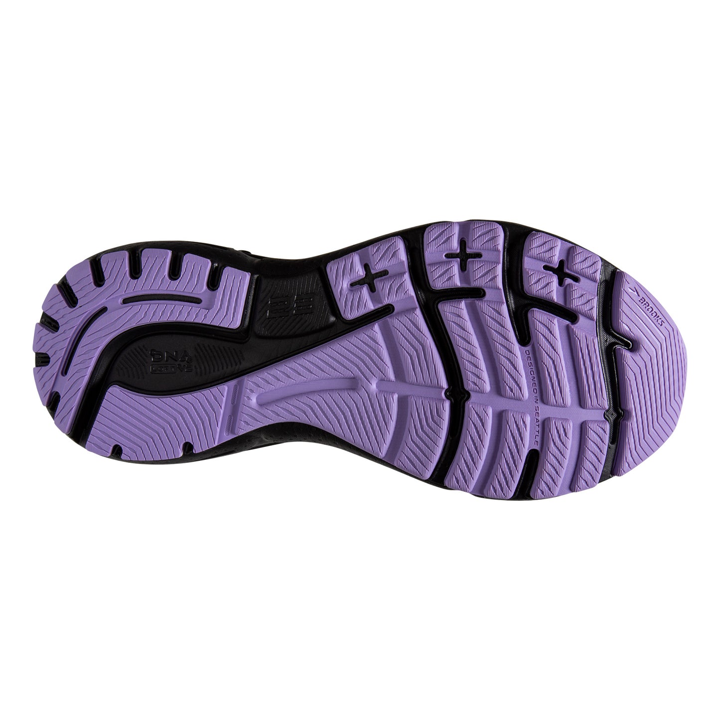 Peltz Shoes  Women's Brooks Adrenaline GTS 23 Running Shoe - Narrow Width Grey/Black/Purple 120381 2A 039