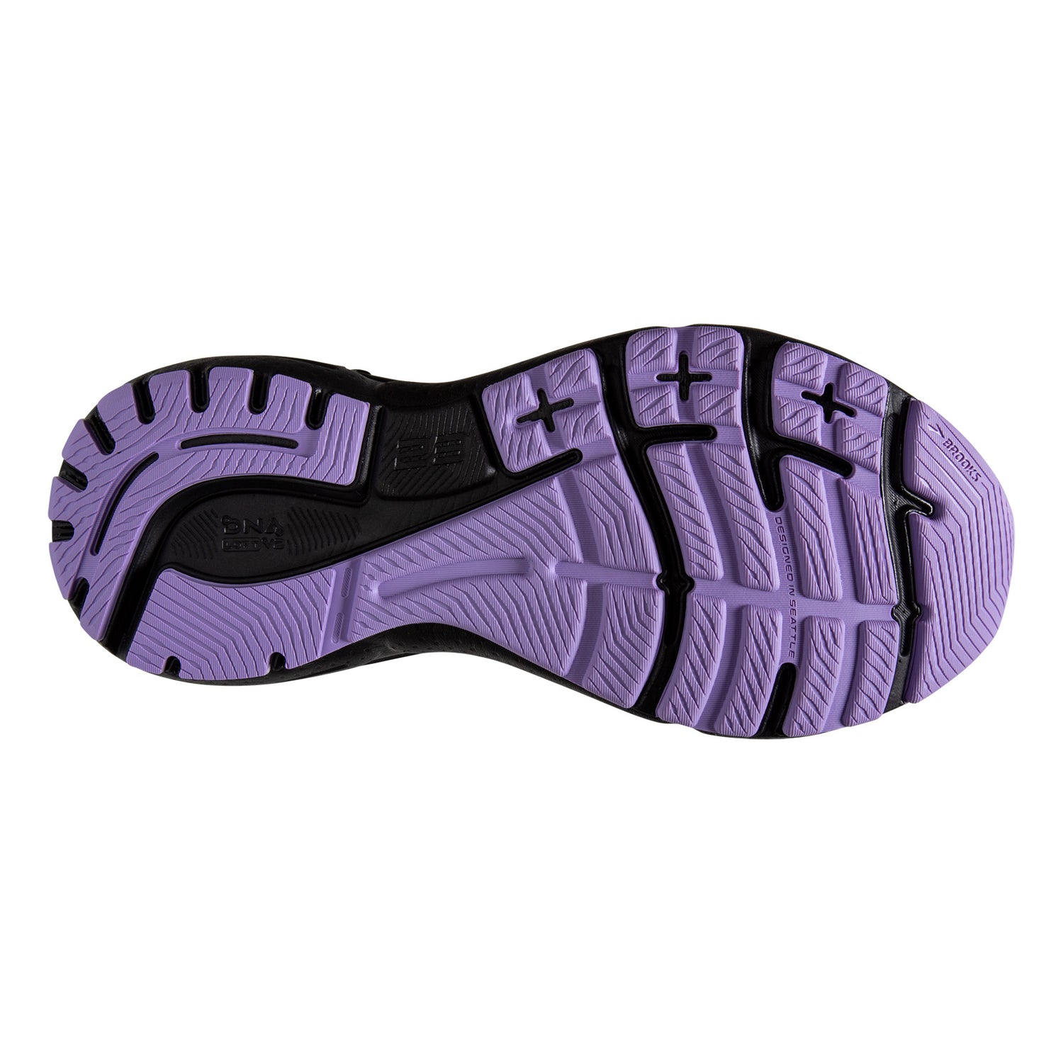 Peltz Shoes  Women's Brooks Adrenaline GTS 23 Running Shoe - Narrow Width Grey/Black/Purple 120381 2A 039