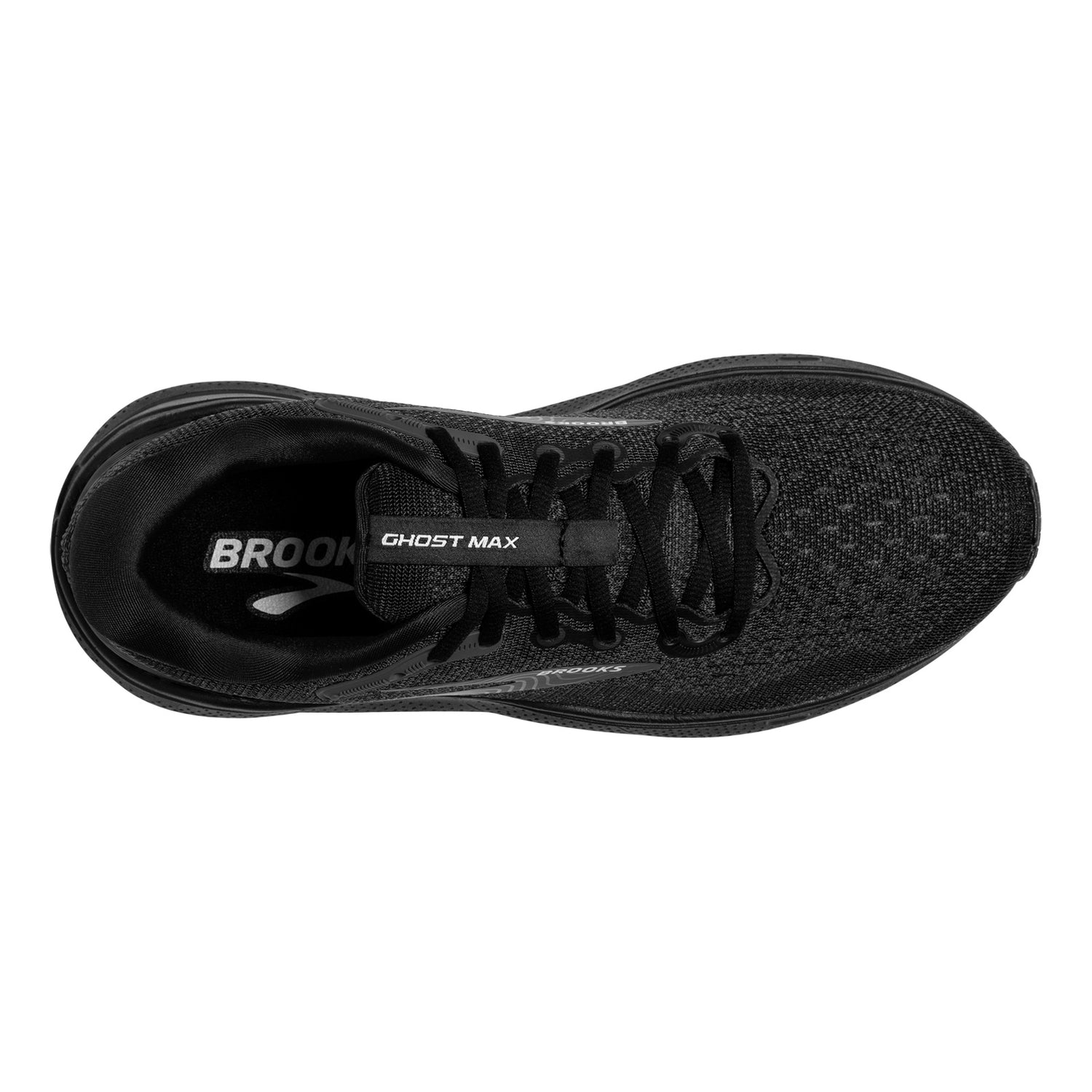 Peltz Shoes  Women's Brooks Ghost Max Running Shoe Black/Black/Ebony 120395 1B 020