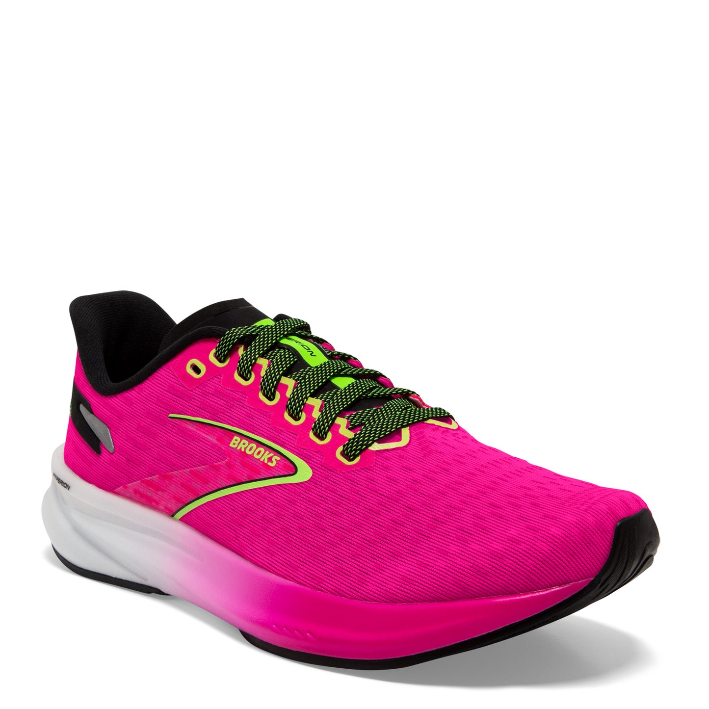 Peltz Shoes  Women's Brooks Hyperion Running Shoe Pink Glo/Green/Black 120396 1B 661