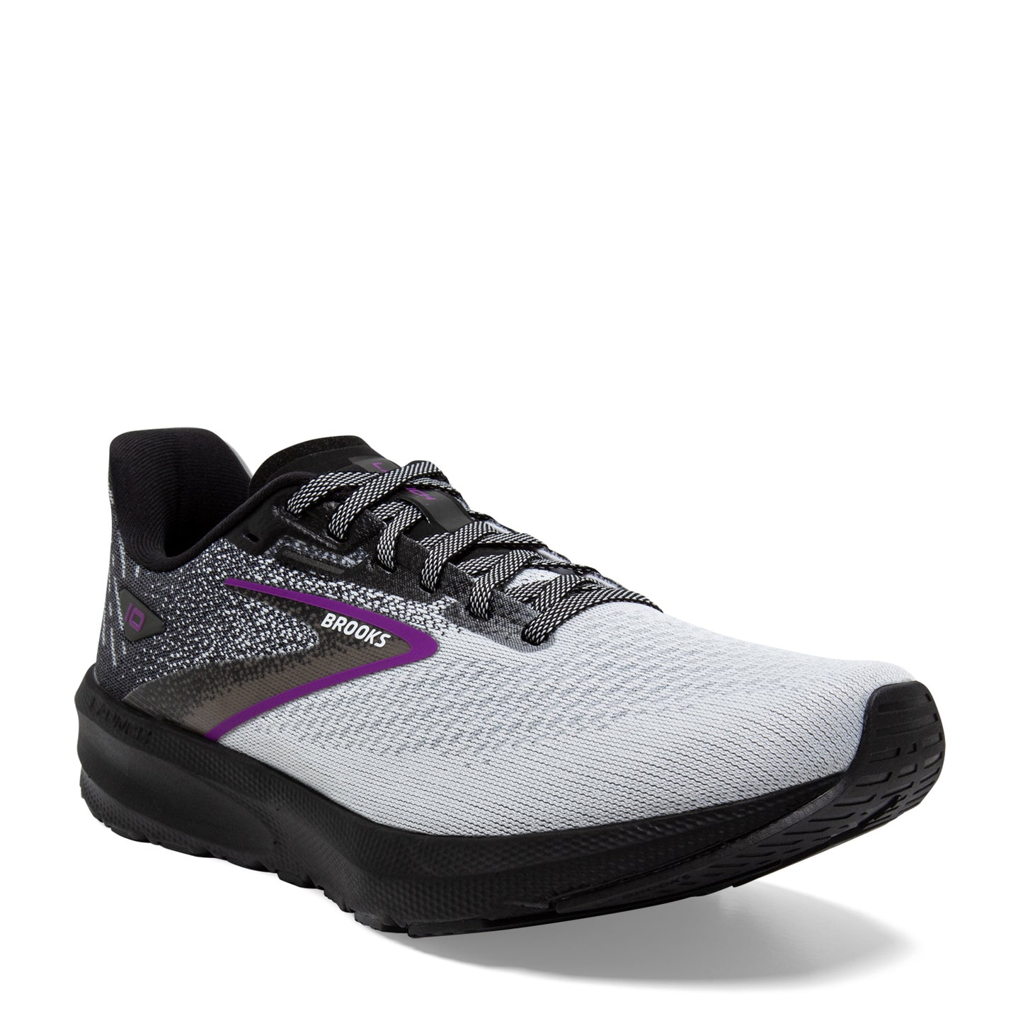 Peltz Shoes  Women's Brooks Launch 10 Running Shoe Black/White/Violet 120398 1B 085