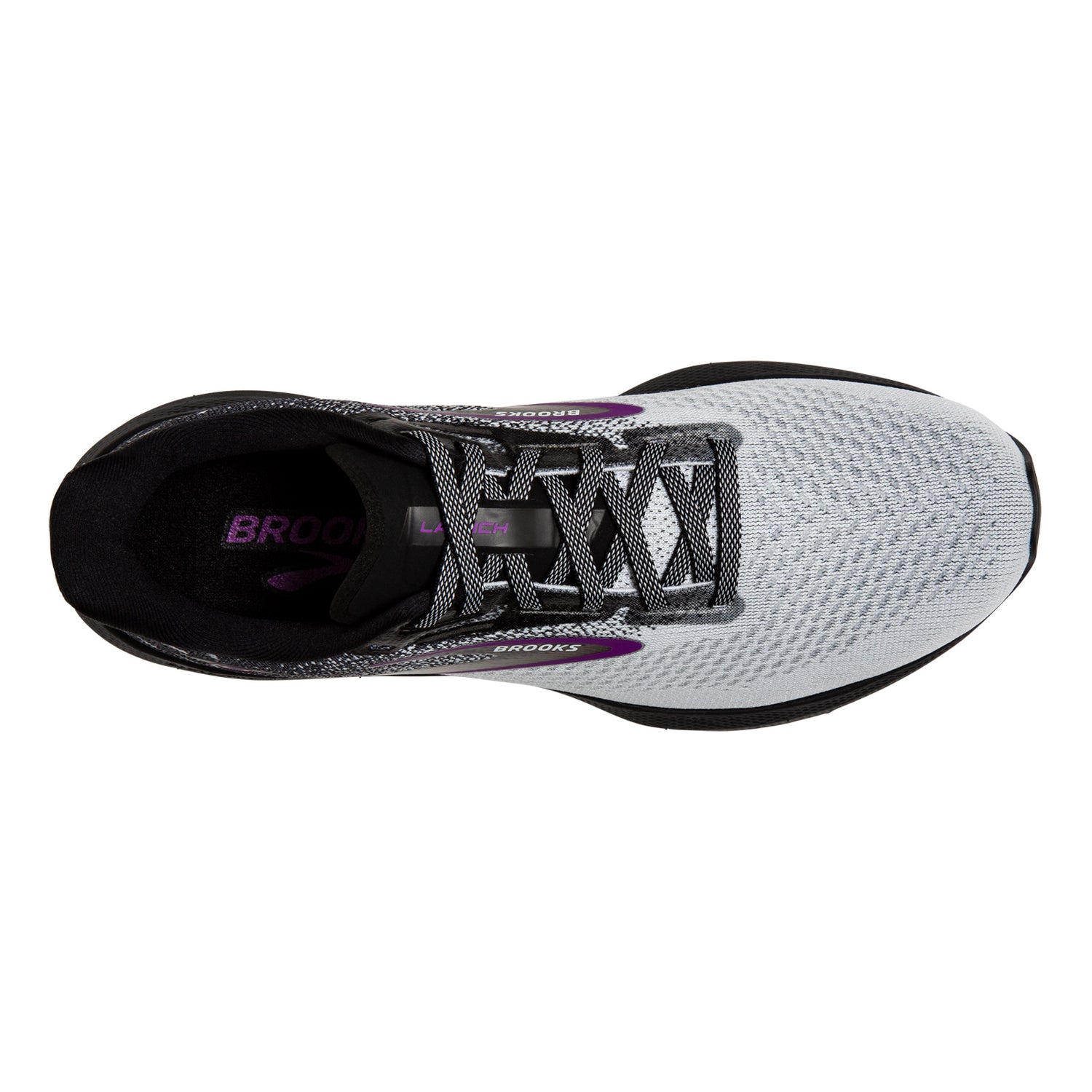 Peltz Shoes  Women's Brooks Launch 10 Running Shoe Black/White/Violet 120398 1B 085