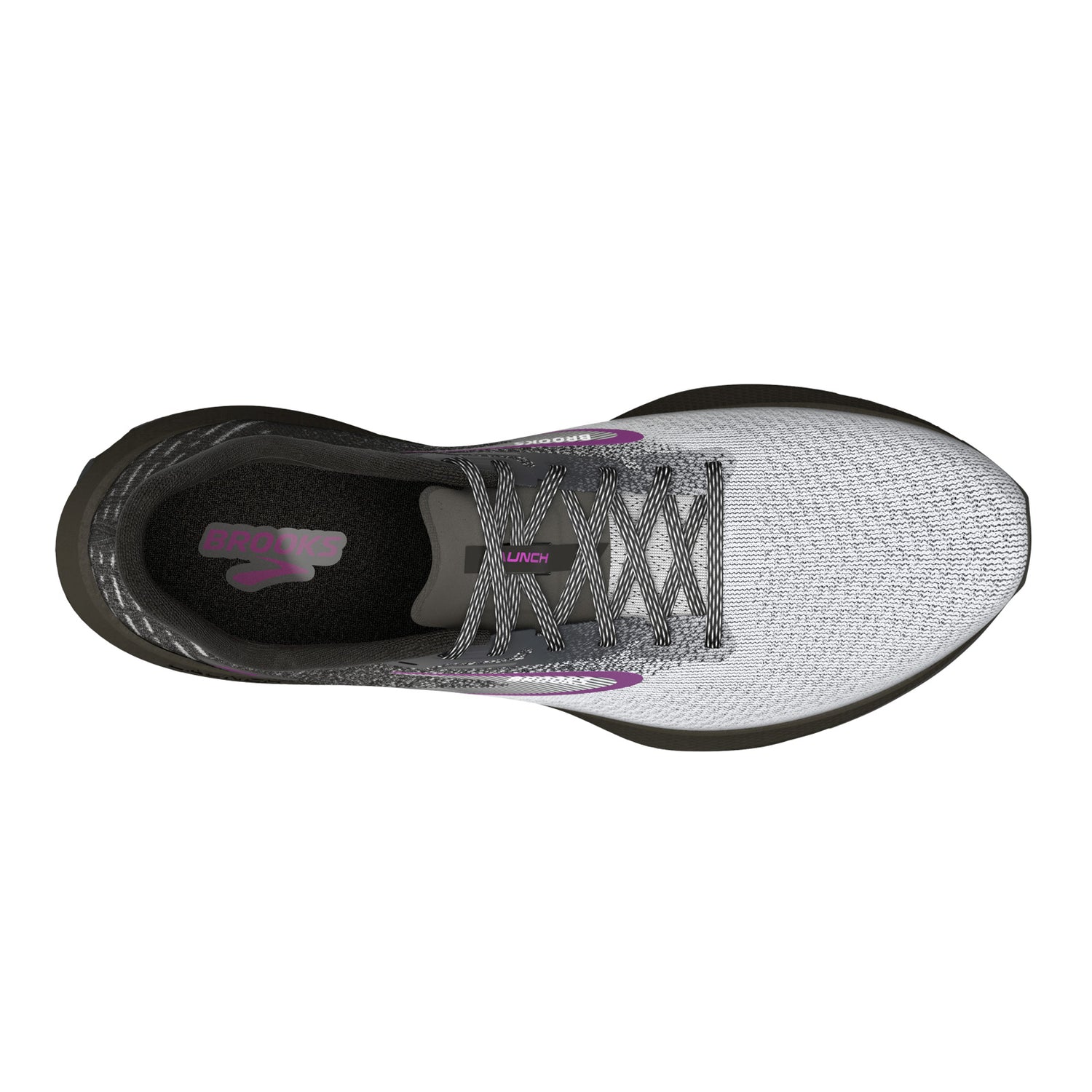 Peltz Shoes  Women's Brooks Launch 10 Running Shoe - Wide Width Black/White/Violet 120398 1D 085