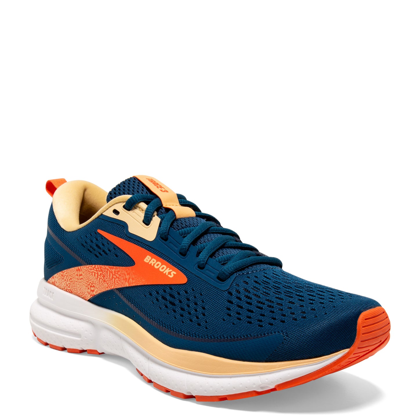 Peltz Shoes  Women's Brooks Trace 3 Running Shoe Blue/Nasturtium/Sunburst 120401 1B 487