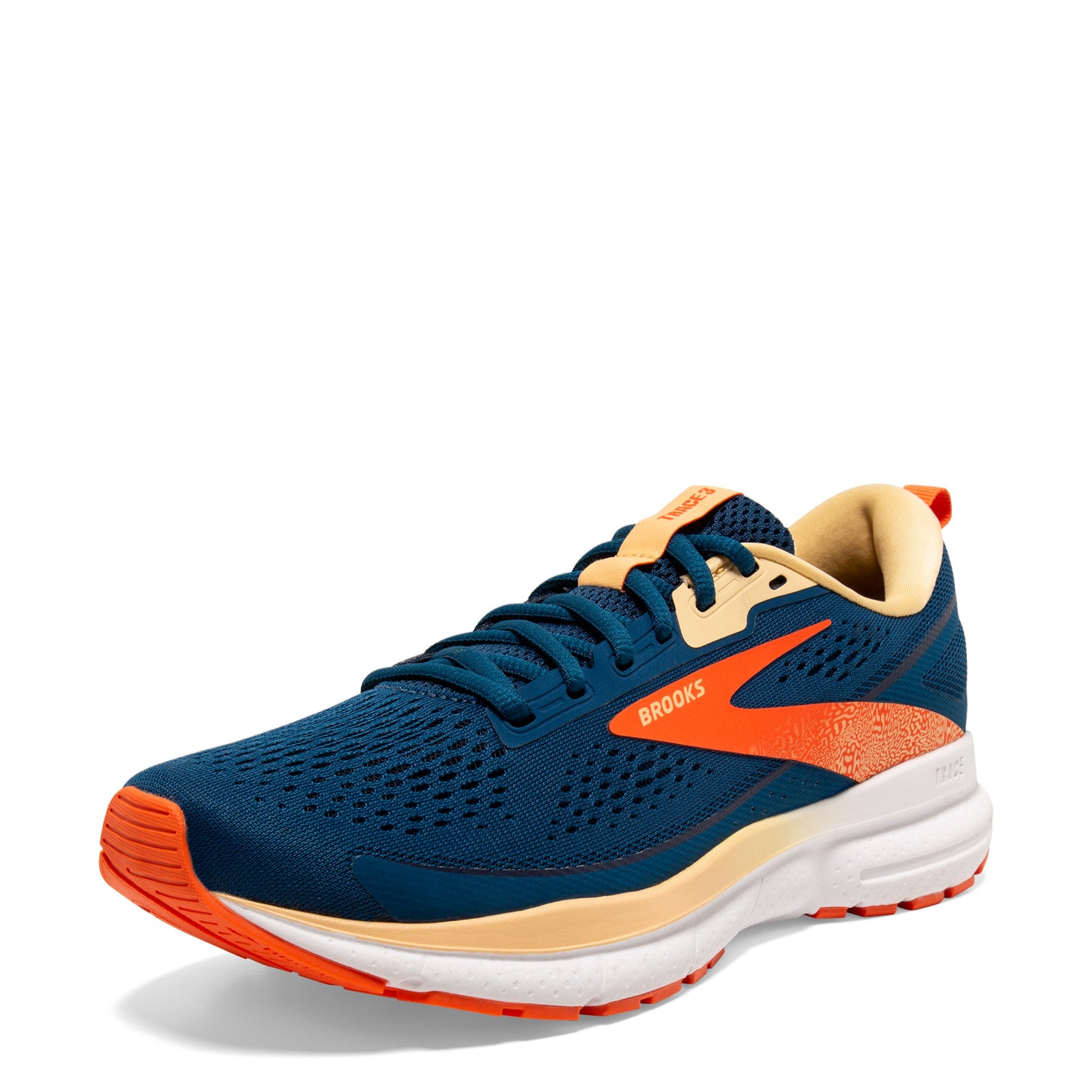 Peltz Shoes  Women's Brooks Trace 3 Running Shoe Blue/Nasturtium/Sunburst 120401 1B 487