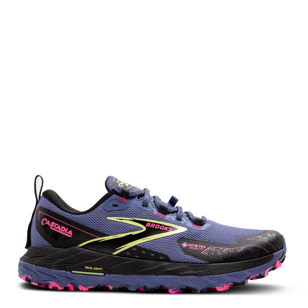 Women's Brooks Cascadia 18 GTX Trail Running Shoe GREY BLUE/BLACK/PINK 120415 1B 464