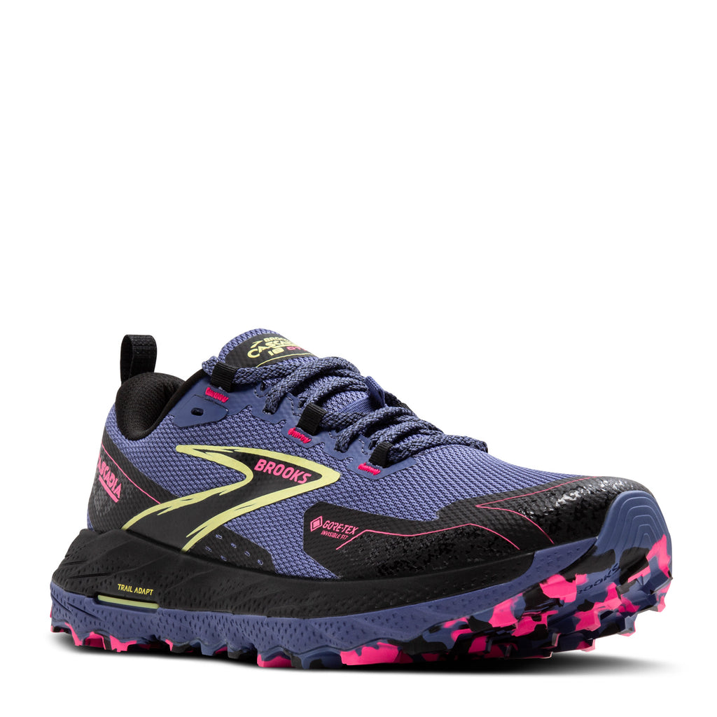 Women's Brooks Cascadia 18 GTX Trail Running Shoe GREY BLUE/BLACK/PINK 120415 1B 464