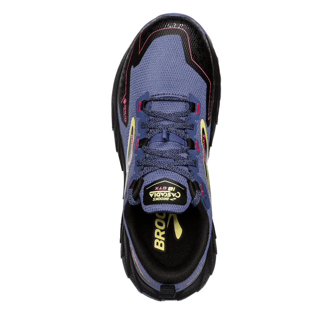Women's Brooks Cascadia 18 GTX Trail Running Shoe GREY BLUE/BLACK/PINK 120415 1B 464