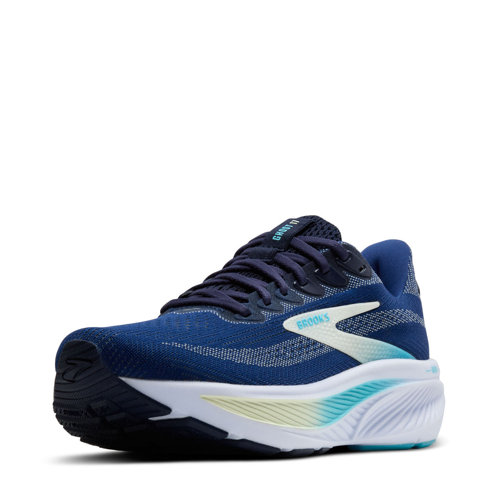 Women's Brooks Ghost 17 Running Shoe NAVY/GREEN/TURQUOISE 120431 1B 458