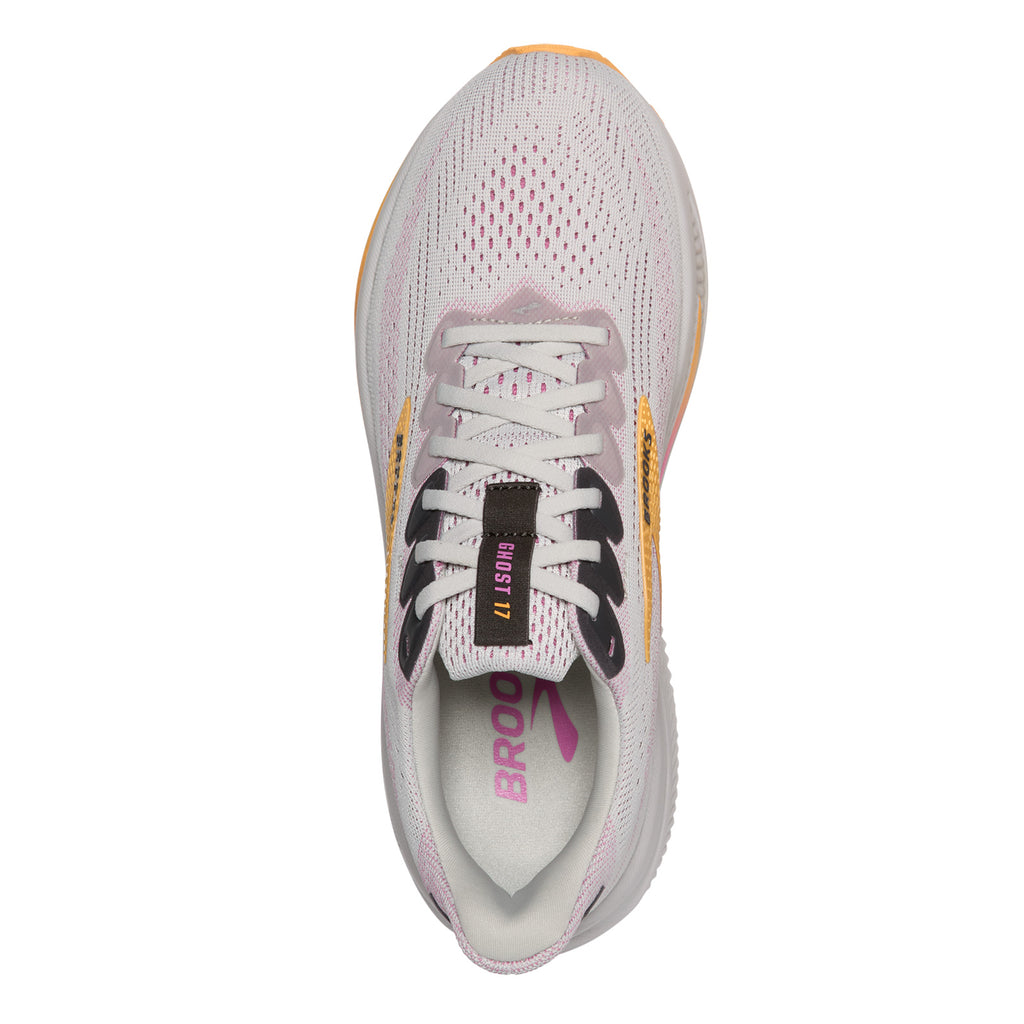 Women's Brooks Ghost 17 Running Shoe - Wide Width OYSTER/APRICOT/PINK 120431 1D 070