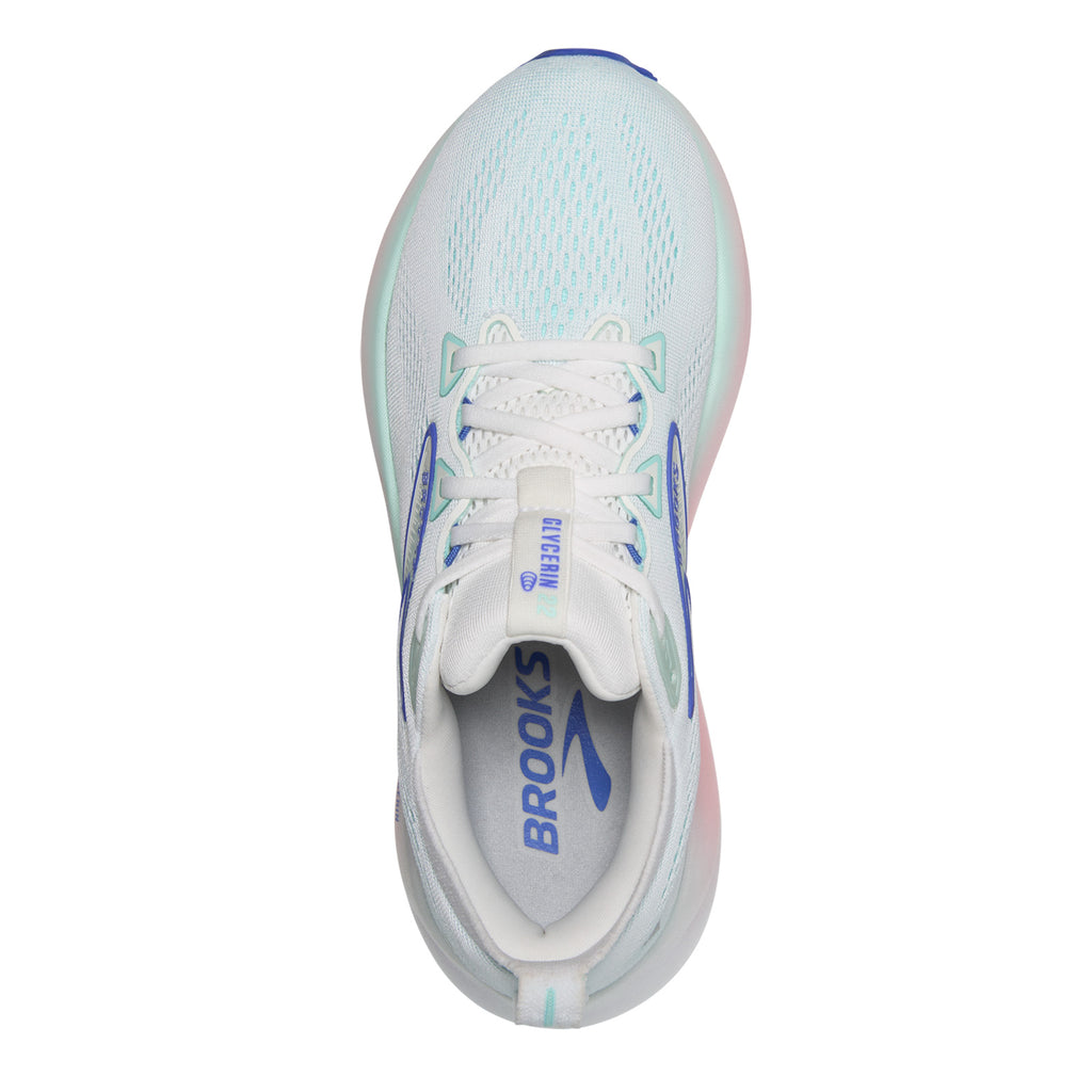Women's Brooks Glycerin 22 Running Shoe White/Limpet Shell/Amparo Blue 120434 1B 110