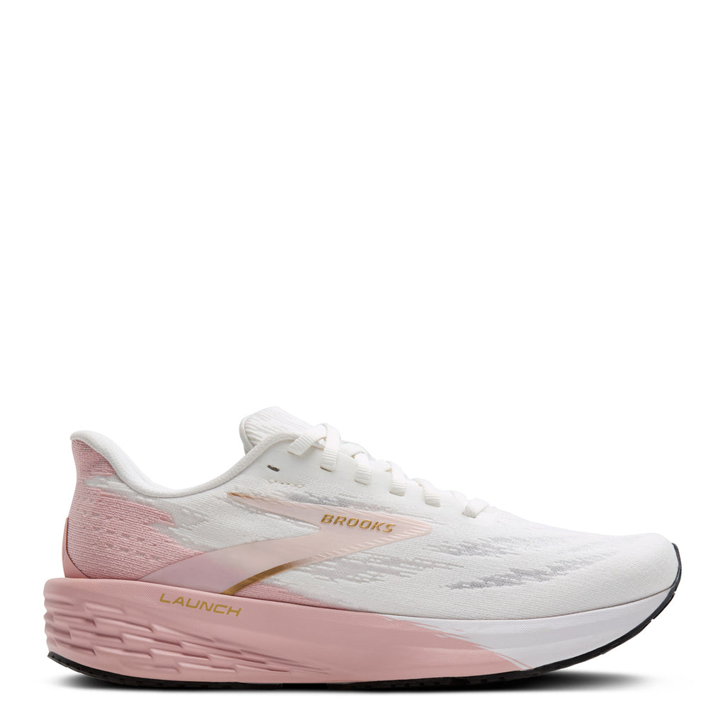 Women's Brooks Launch 11 Running Shoe White/Gold/Pink 120439 1B 164