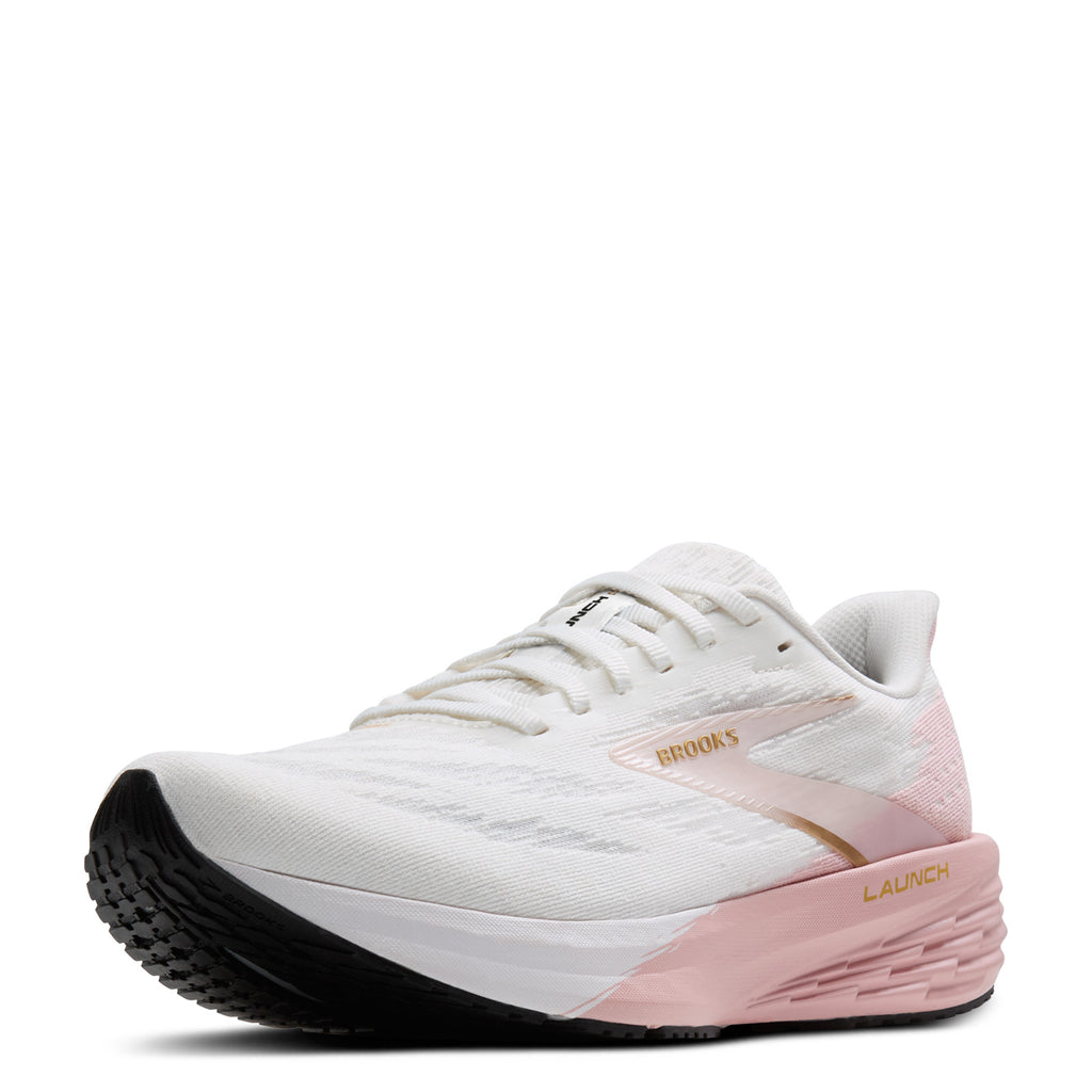 Women's Brooks Launch 11 Running Shoe White/Gold/Pink 120439 1B 164