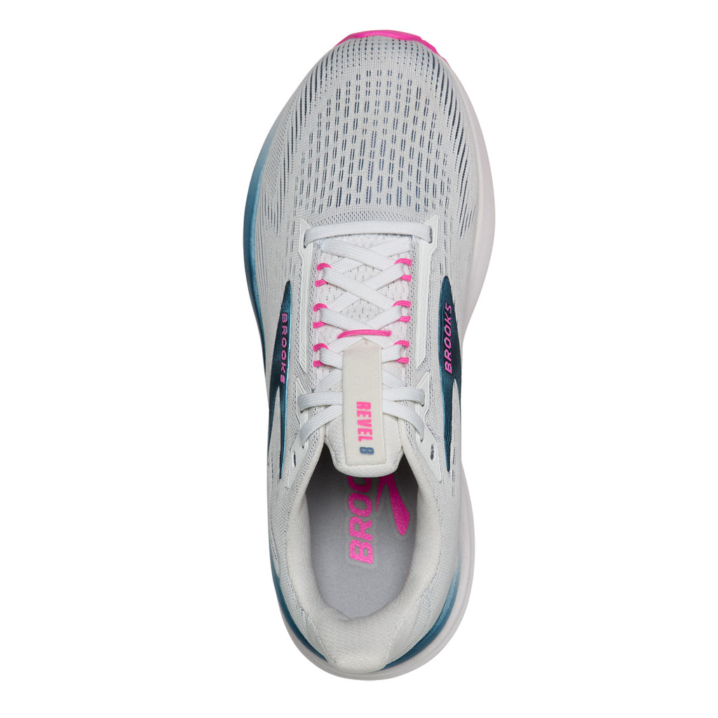 Women's Brooks Revel 8 Running Shoe WHITE MOONLIGHT PINK 120456 1B 132