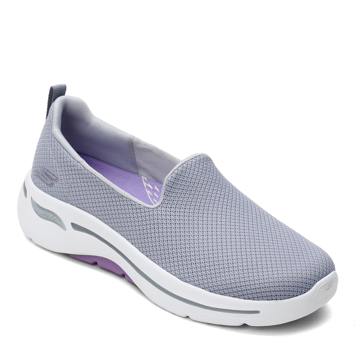Peltz Shoes  Women's Skechers GOwalk Arch Fit - Grateful Slip-On GRAY LAVENDER 124401-GYLV