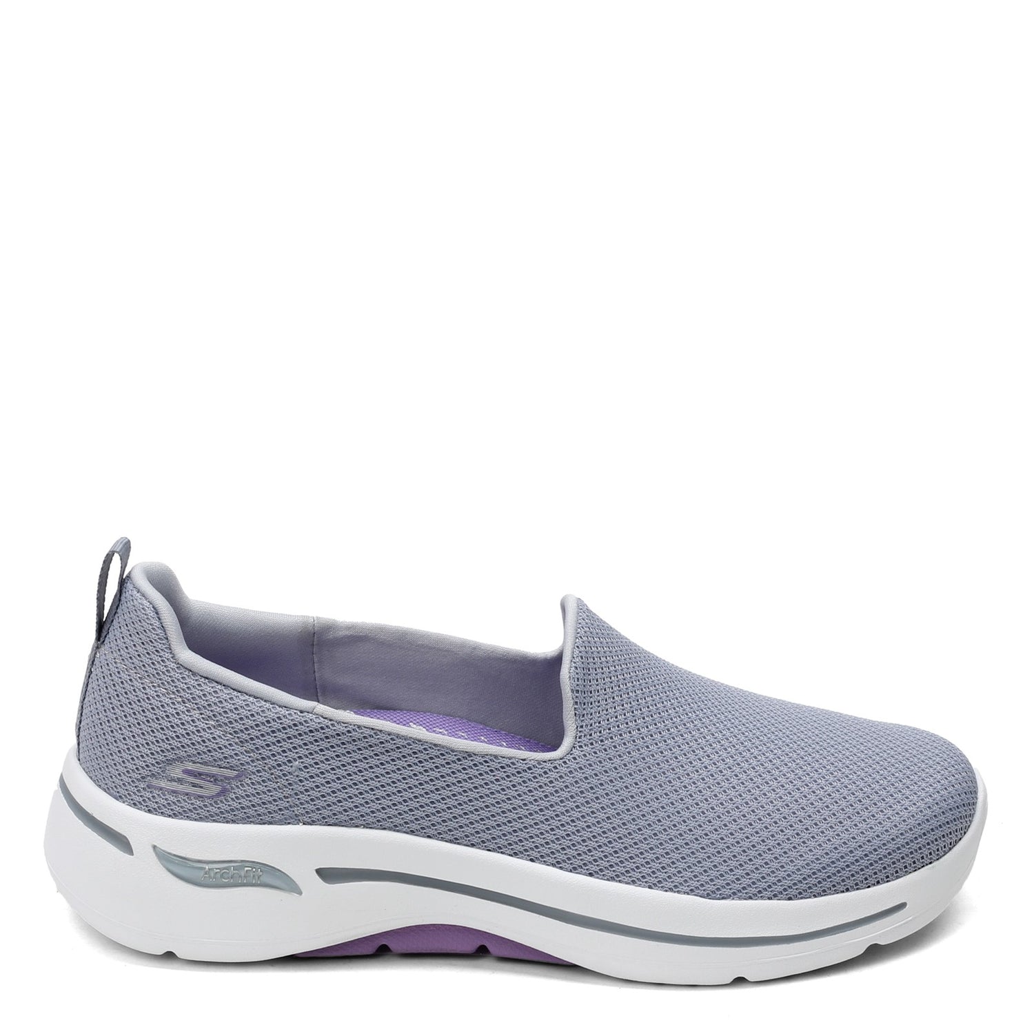 Peltz Shoes  Women's Skechers GOwalk Arch Fit - Grateful Slip-On GRAY LAVENDER 124401-GYLV