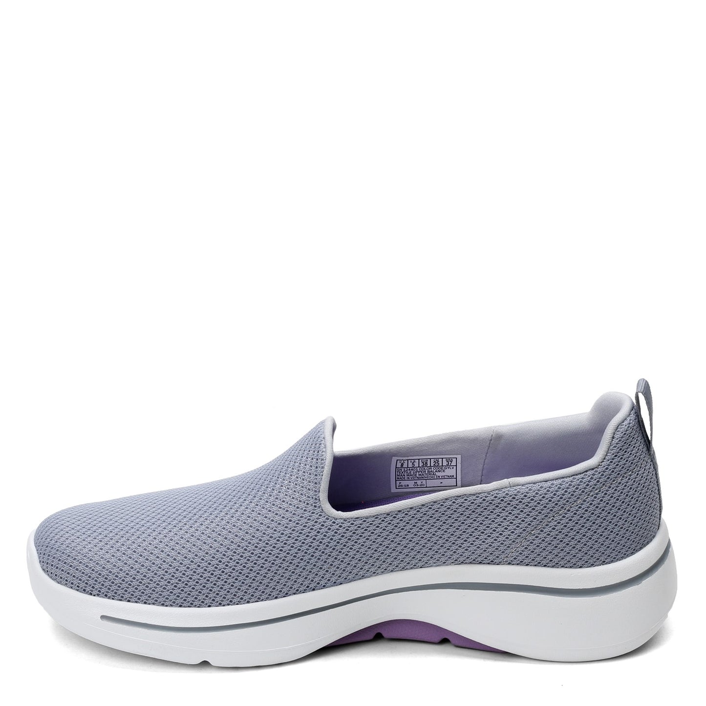 Peltz Shoes  Women's Skechers GOwalk Arch Fit - Grateful Slip-On GRAY LAVENDER 124401-GYLV