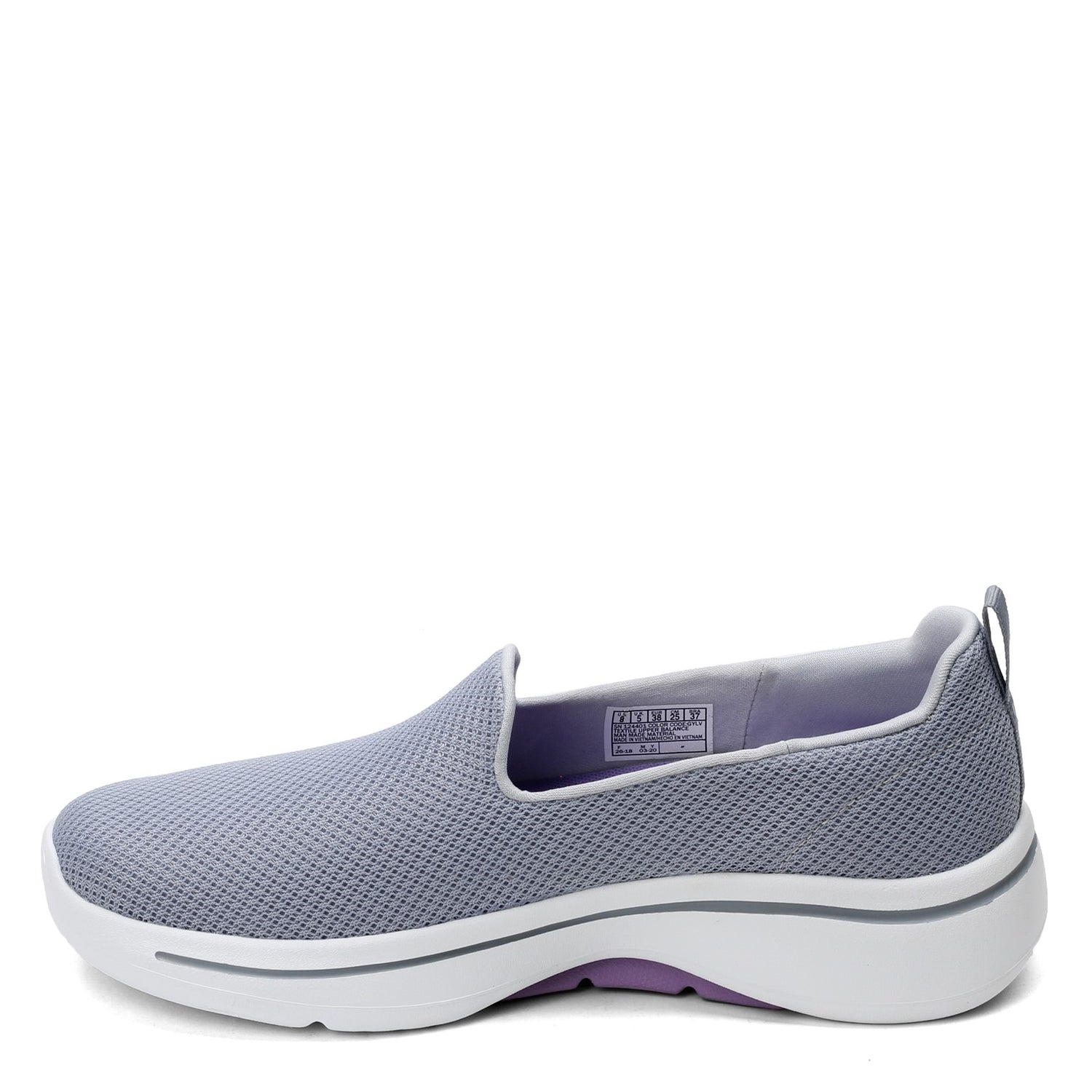Peltz Shoes  Women's Skechers GOwalk Arch Fit - Grateful Slip-On GRAY LAVENDER 124401-GYLV