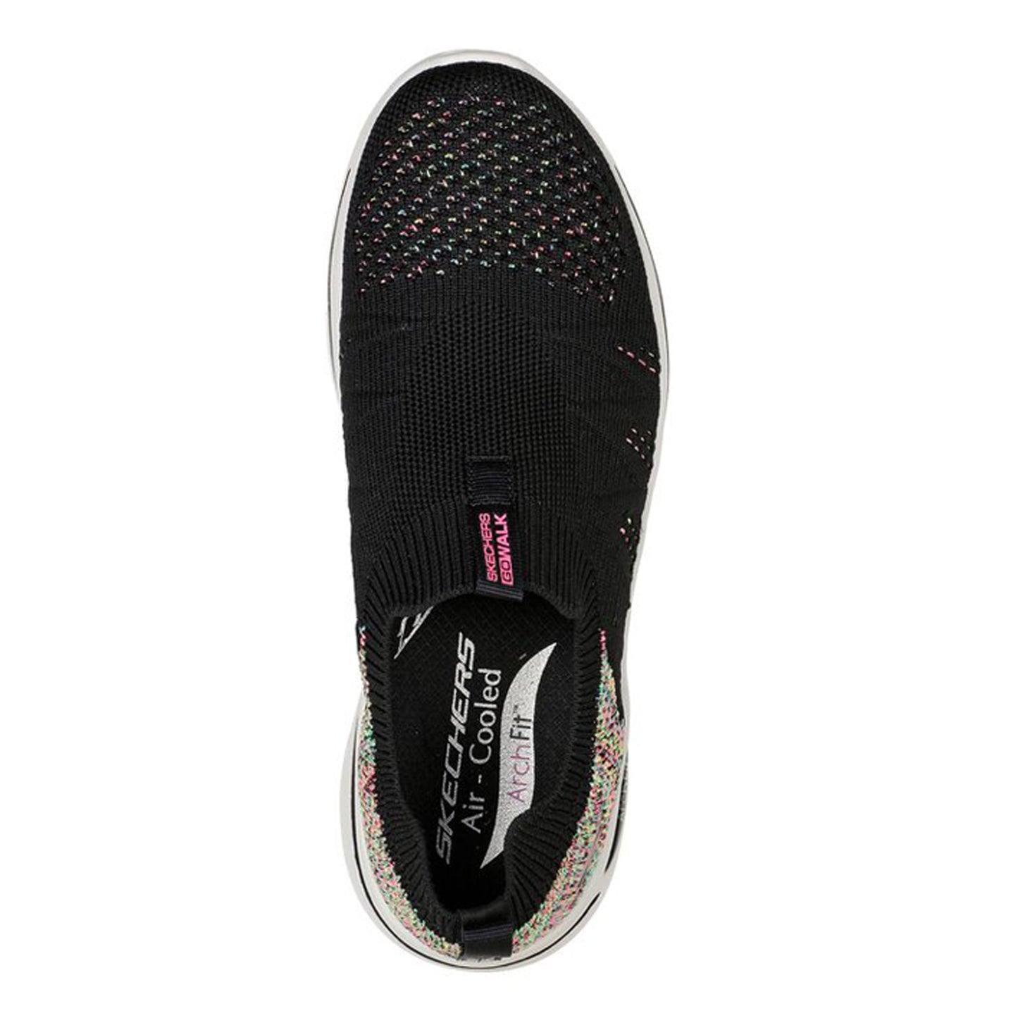 Peltz Shoes  Women's Skechers GOwalk Arch Fit - Fun Times Sneaker BLACK MULTI 124478-BKMT
