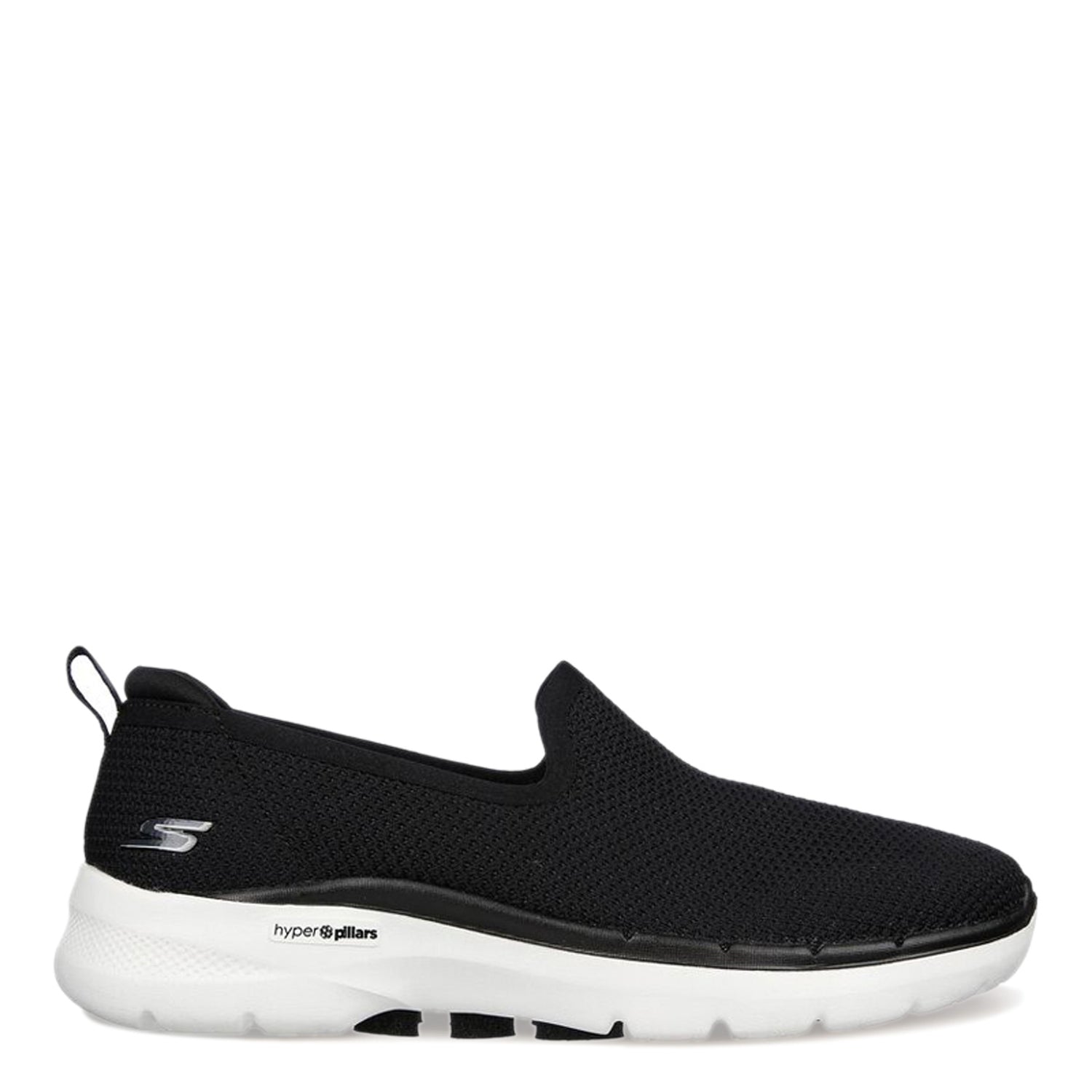 Peltz Shoes  Women's Skechers GOwalk 6 - Clear Virtue Slip-On BLACK WHITE 124505-BKW
