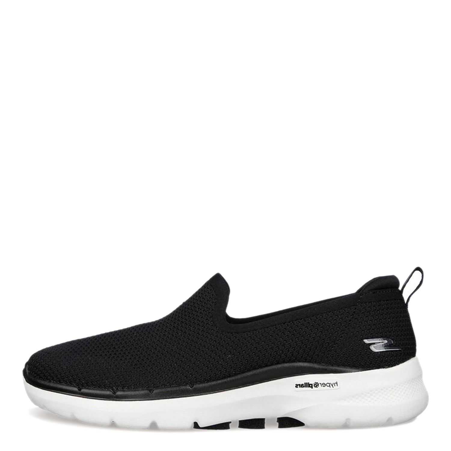Peltz Shoes  Women's Skechers GOwalk 6 - Clear Virtue Slip-On BLACK WHITE 124505-BKW