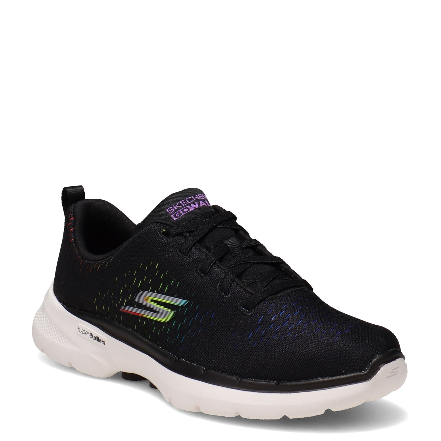 Peltz Shoes  Women's Skechers GOwalk 6 - Vibrant Energy Sneaker BLACK MULTI 124520-BKMT