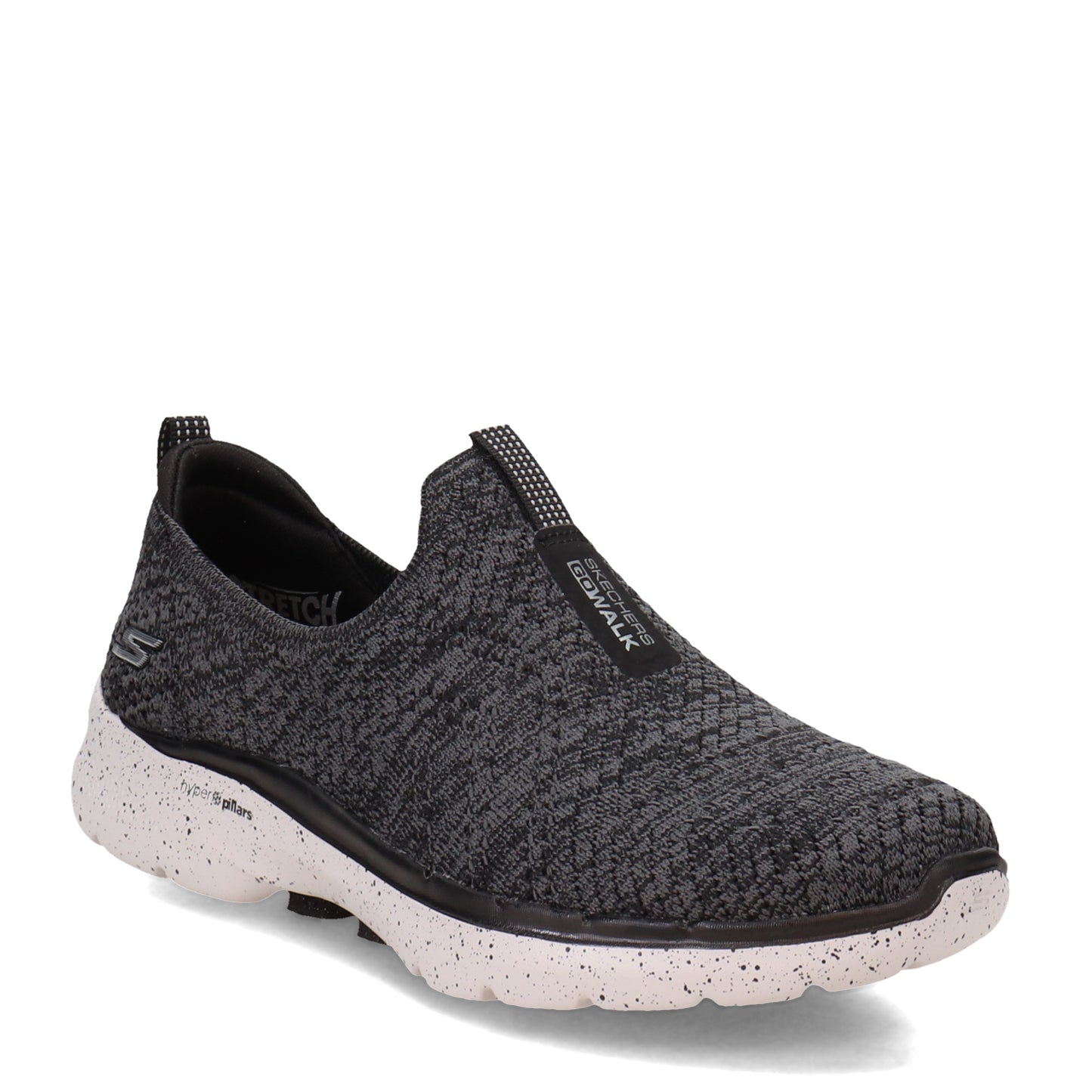 Peltz Shoes  Women's Skechers Go Walk 6- Splendid Day Slip-On BLACK GREY 124558-BKGY