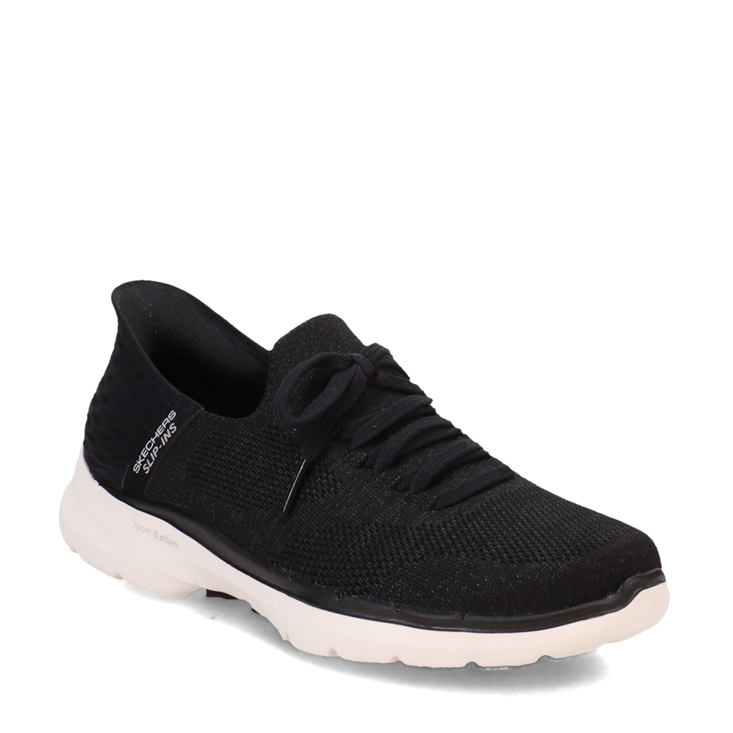 Peltz Shoes  Women's Skechers Slip-ins: GO WALK 6 - Lovely Day Sneaker BLACK / WHITE 124568-BKW
