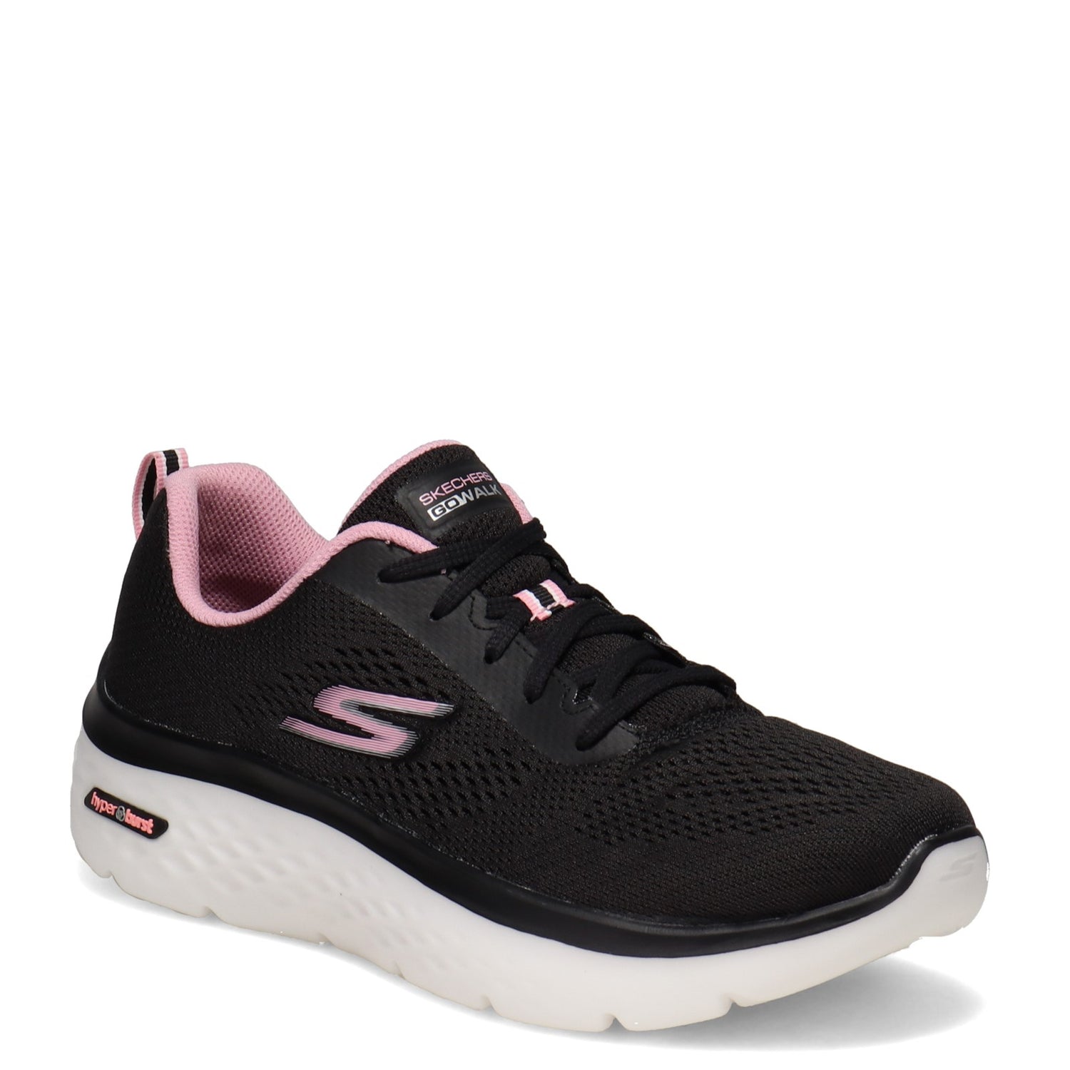Peltz Shoes  Women's Skechers GOwalk Hyper Burst Walking Shoe BLACK PINK 124578-BKPK