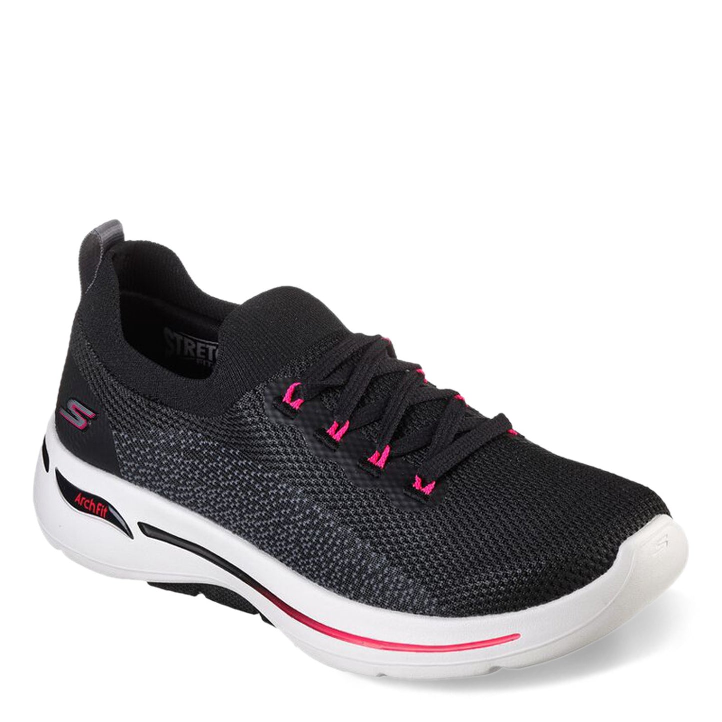 Peltz Shoes  Women's Skechers Performance GO WALK Arch Fit - Clancy Sneaker BLACK PINK 124863-BKHP