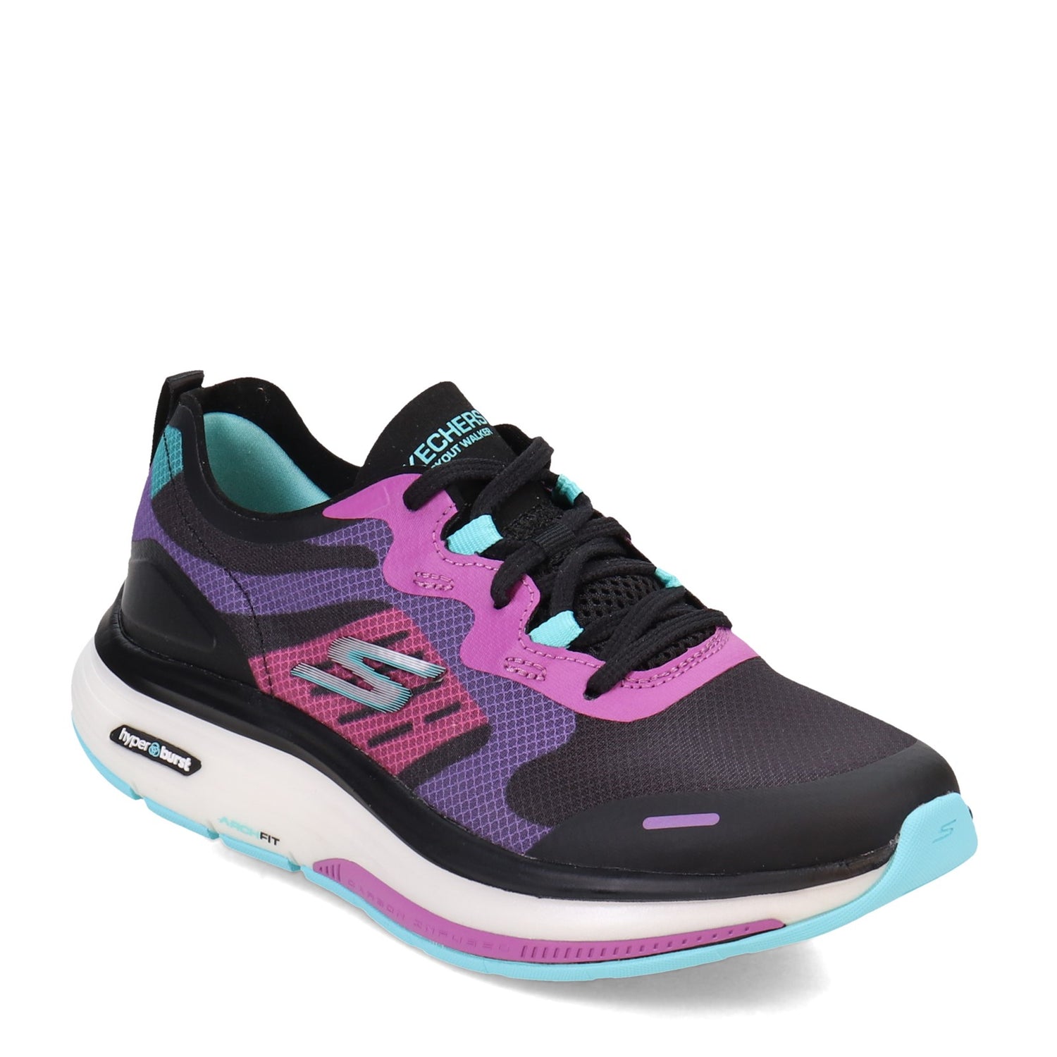 Peltz Shoes  Women's Skechers GO WALK Workout - Galaxy Motion Walking Shoe BLACK MULTI 124939-BKMT