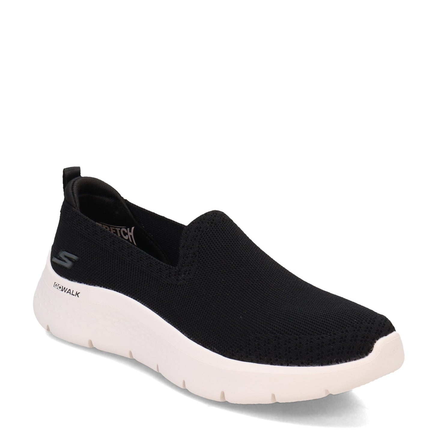 Peltz Shoes  Women's Skechers GO WALK FLEX Slip-On Sneaker - Narrow Width BLACK / WHITE 124957NA-BKW