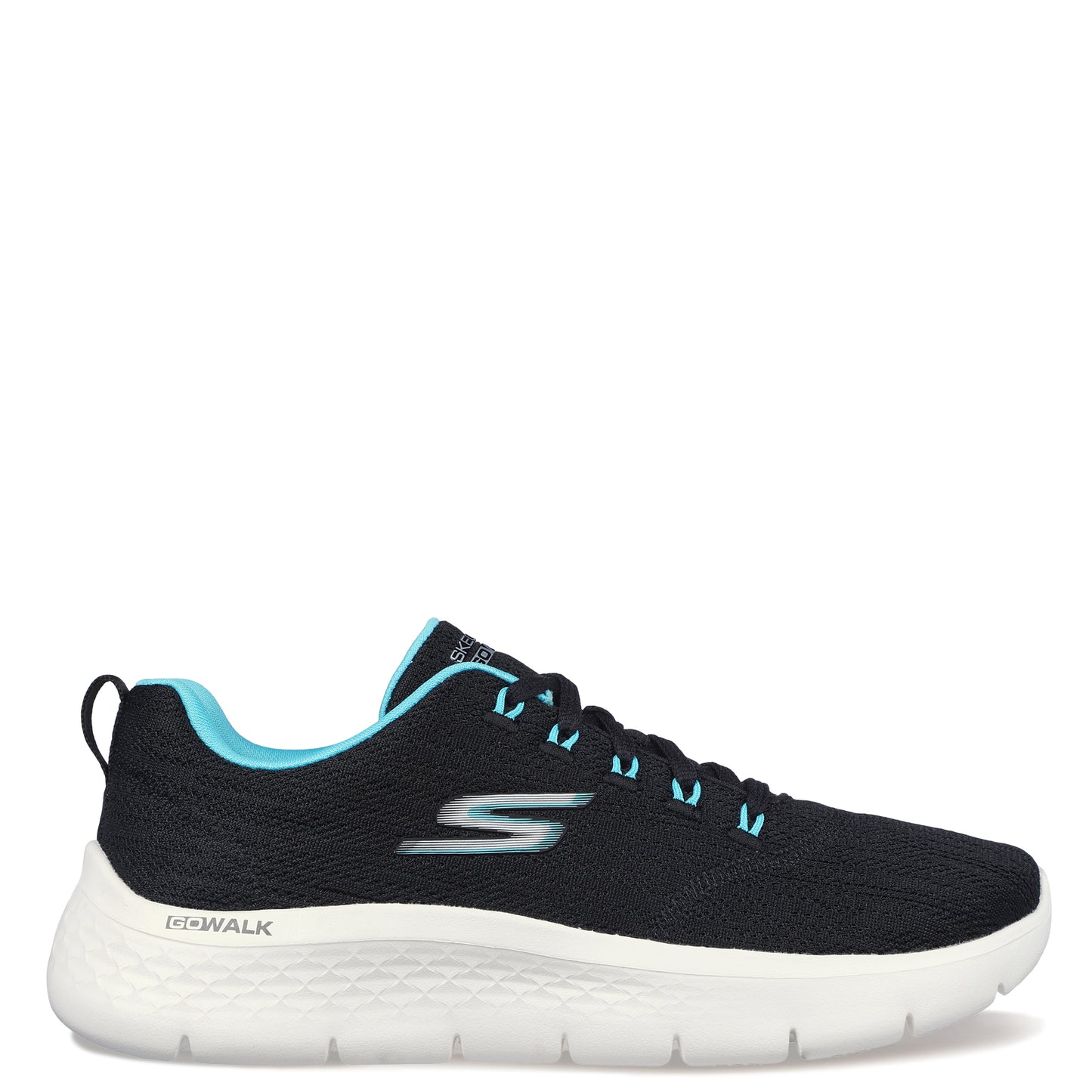 Peltz Shoes  Women's Skechers GO WALK FLEX - Striking Look Walking Shoe BLACK AQUA 124960-BKAQ