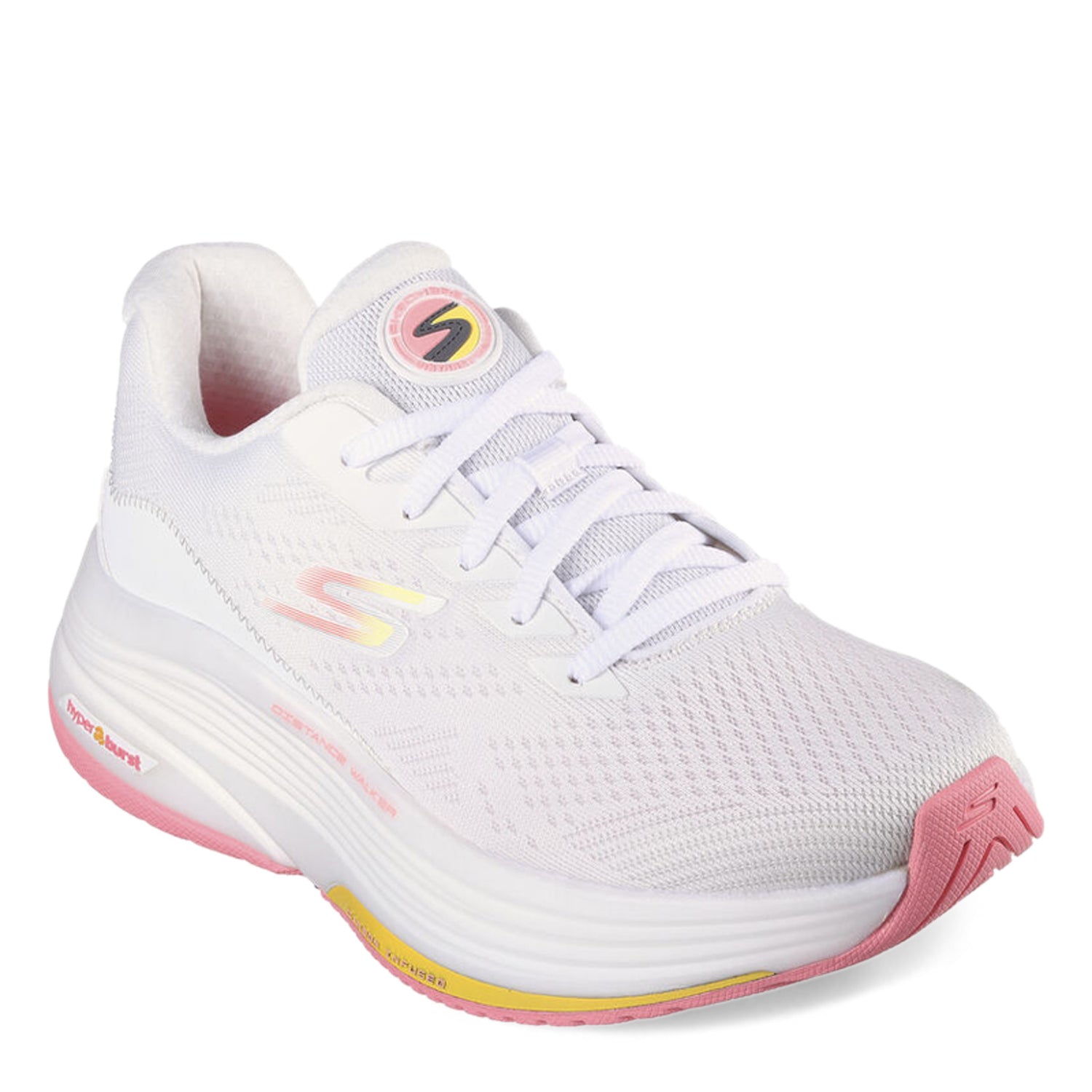 Peltz Shoes  Women's Skechers GO WALK Distance Walker - Morning Sunset Walking Shoe WHITE/CORAL 125129-WCRL