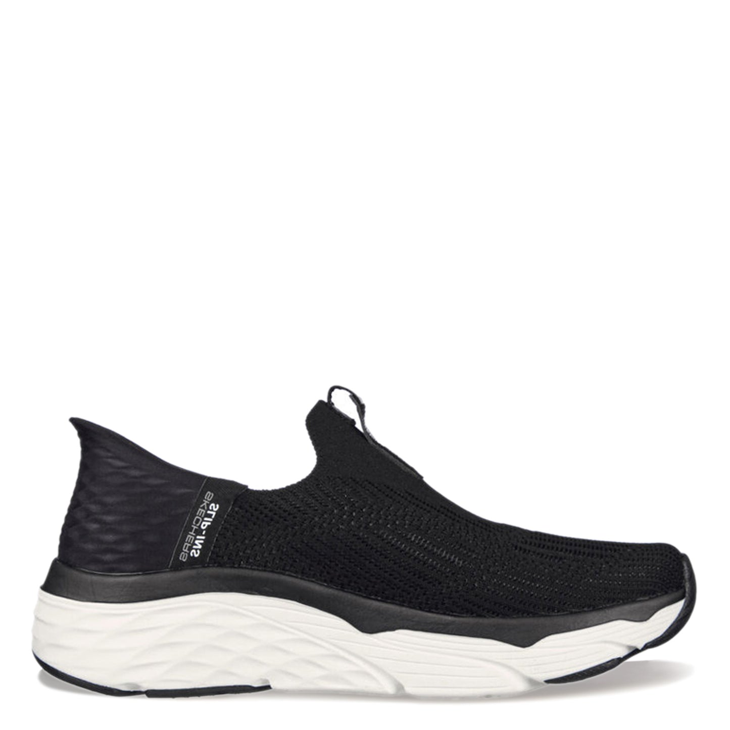 Peltz Shoes  Women's Skechers Slip-ins: Max Cushioning - Smooth Sneaker BLACK / WHITE 128571-BKW