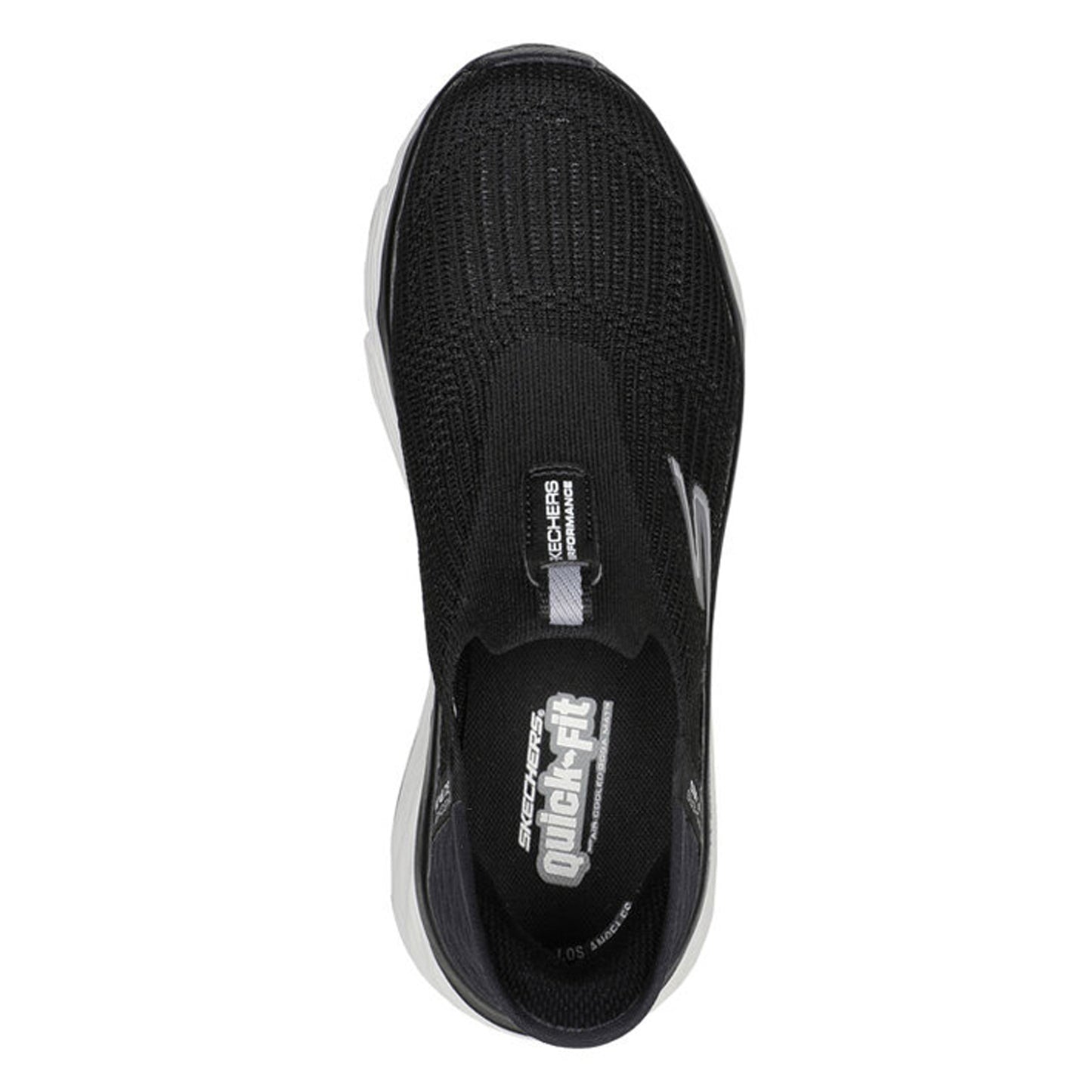 Peltz Shoes  Women's Skechers Slip-ins: Max Cushioning - Smooth Sneaker BLACK / WHITE 128571-BKW