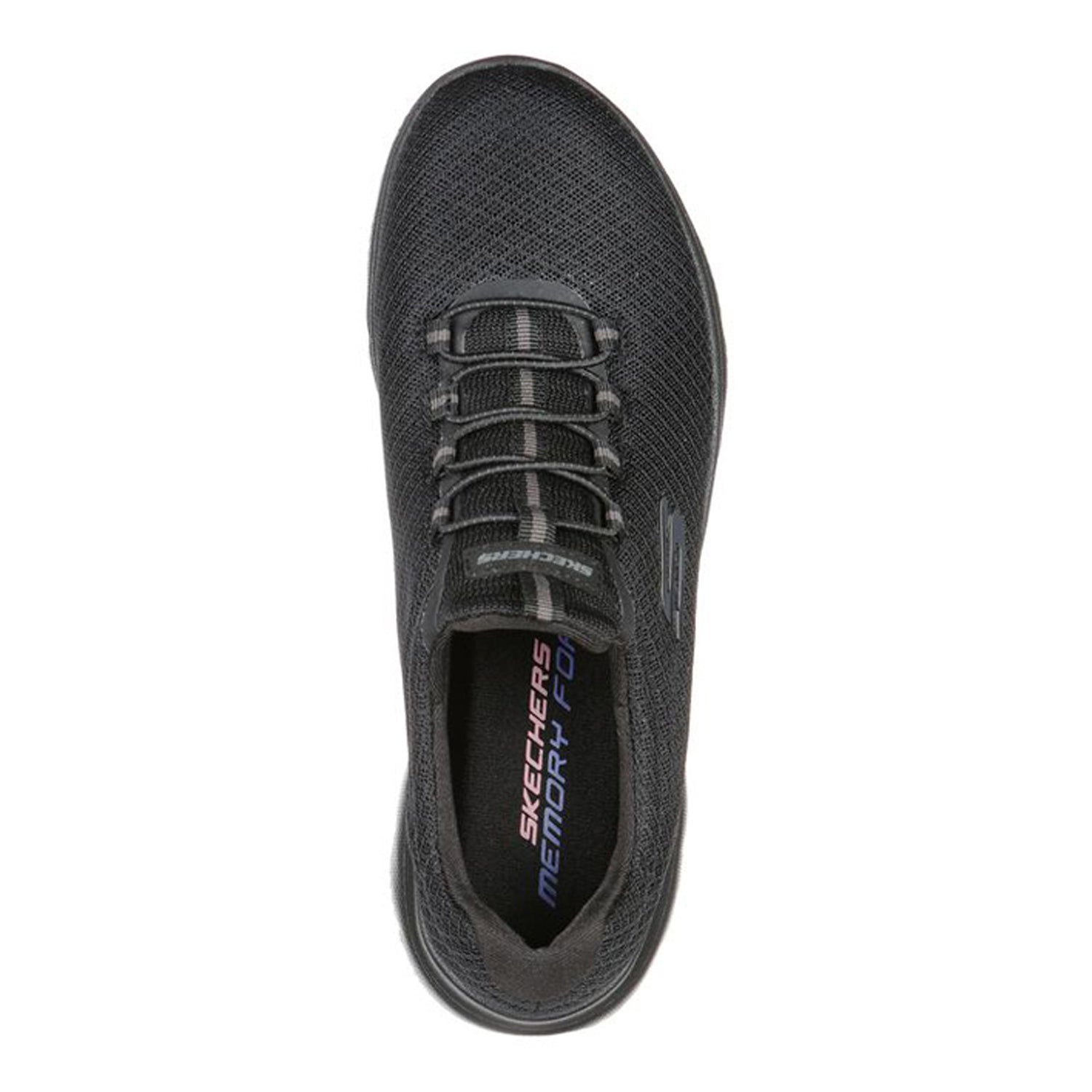 Peltz Shoes  Women's Skechers Summits Slip on Sneakers BLACK 12980-BBK
