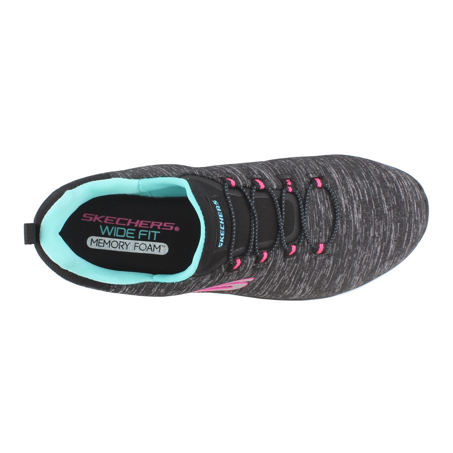 Peltz Shoes  Women's Skechers Summits - Quick Getaway - Wide Width BLACK / BLUE 12983W-BKLB