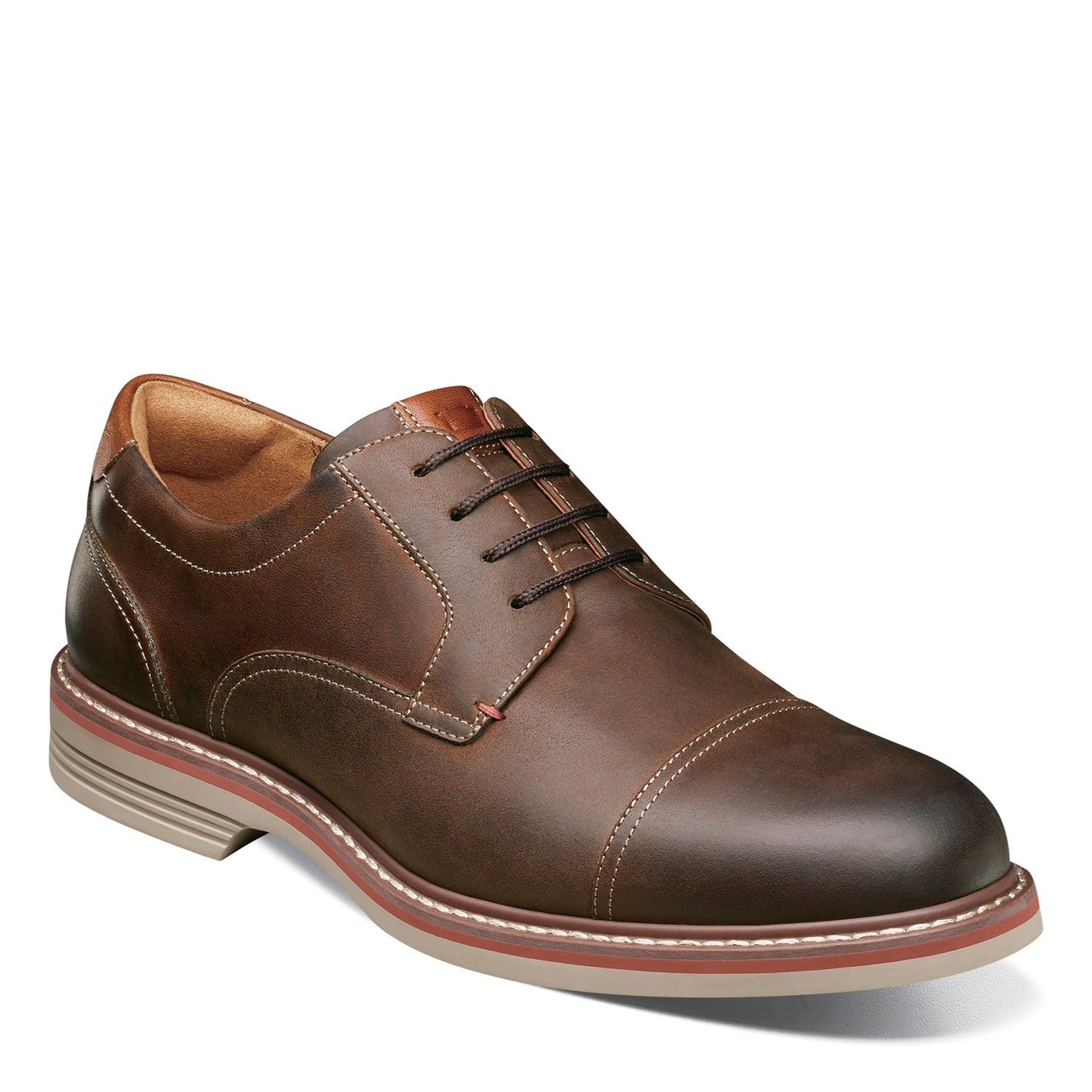 Peltz Shoes  Men's Florsheim Norwalk Cap Toe Oxford BROWN CRAZYHORSE 13368-215