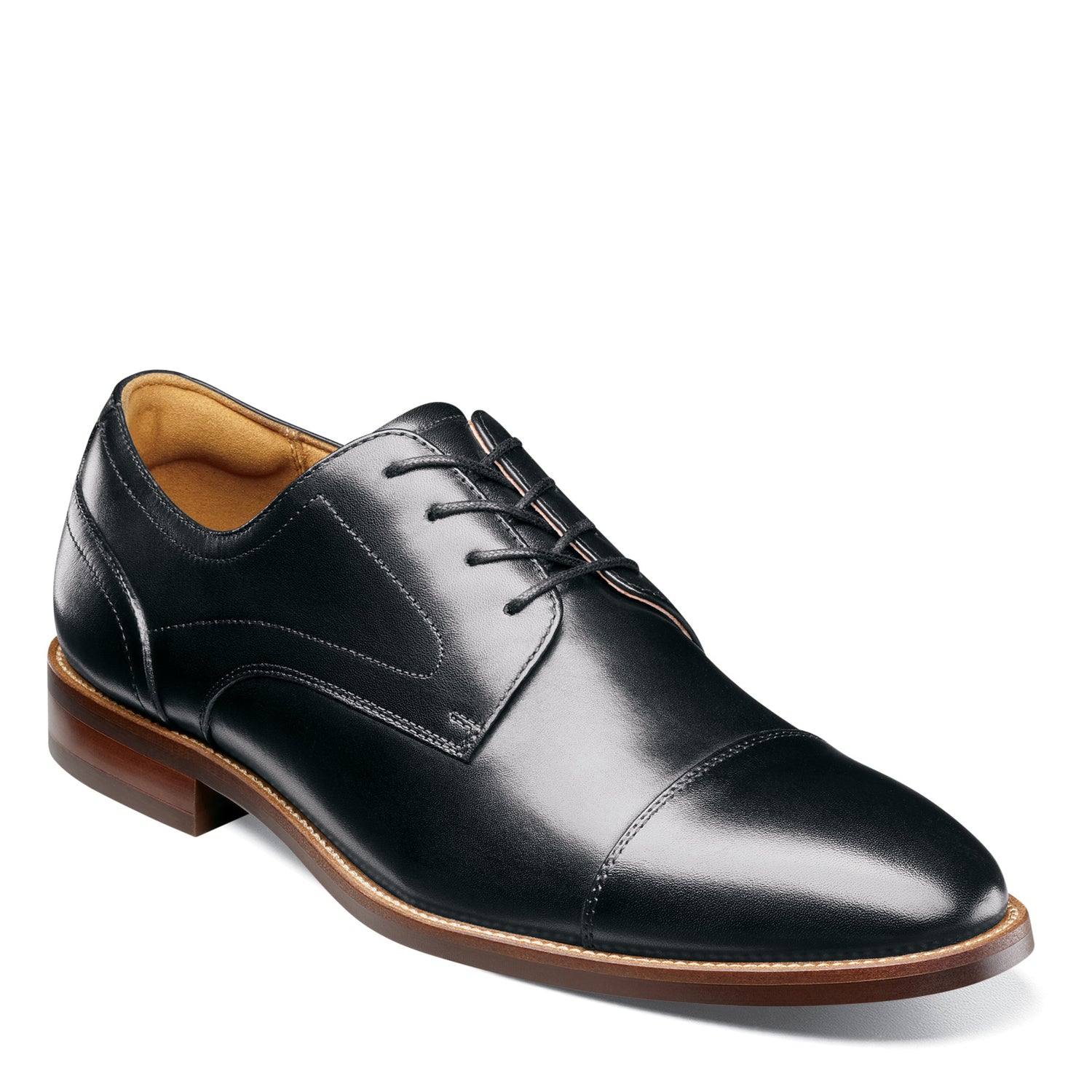 Peltz Shoes  Men's Florsheim Rucci Cap Toe Oxford BLACK 13384-001