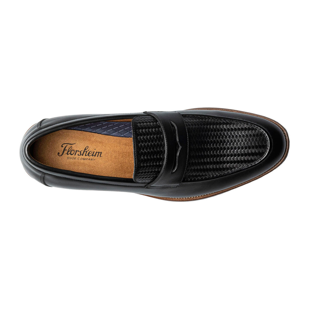 Men's Florsheim Rucci Weave Moc Toe Penny Loafer BLACK 13408-001