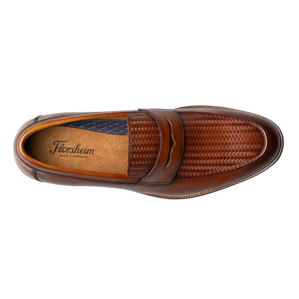 Men's Florsheim Rucci Weave Moc Toe Penny Loafer COGNAC 13408-221