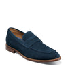 Peltz Shoes  Men's Florsheim Rucci Moc Toe Penny Loafer Navy Suede 13409-415
