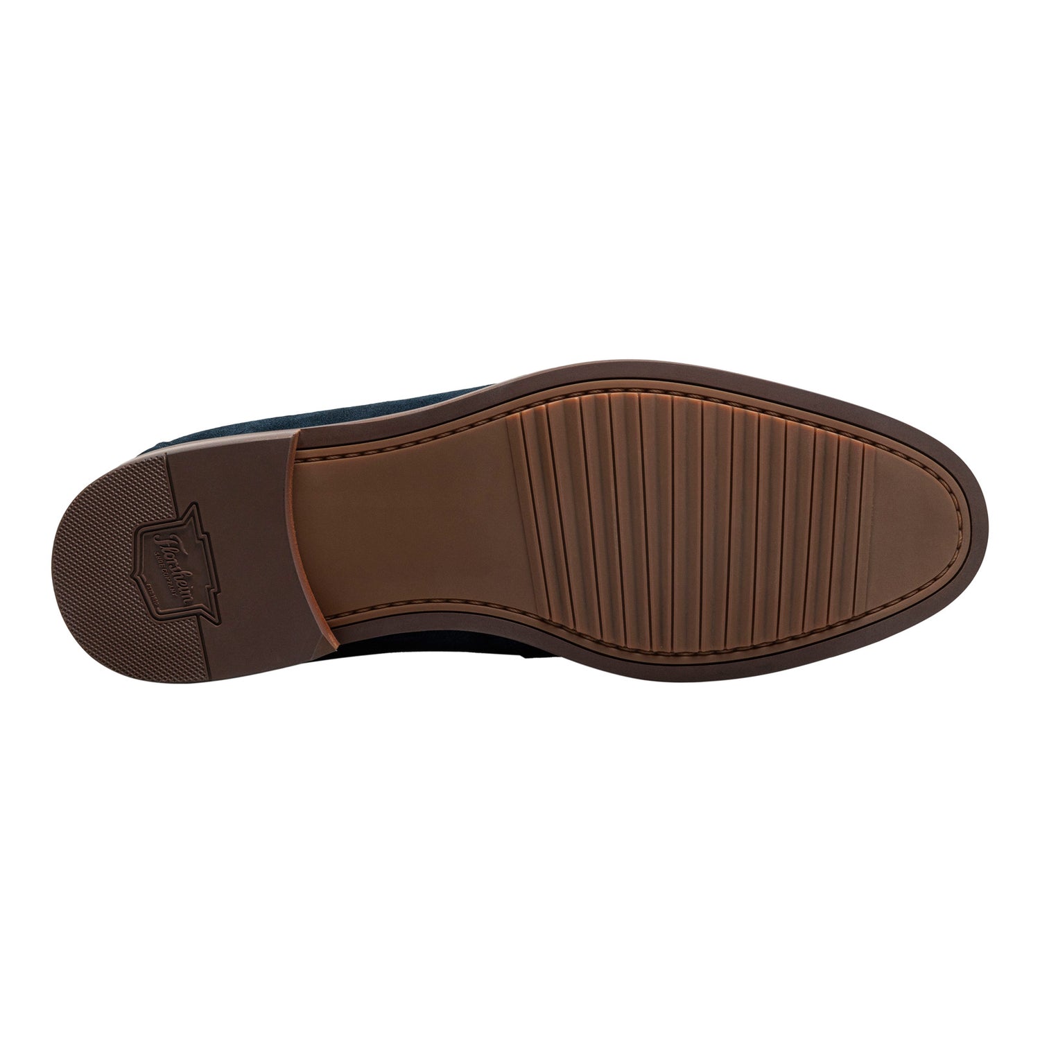 Peltz Shoes  Men's Florsheim Rucci Moc Toe Penny Loafer Navy Suede 13409-415