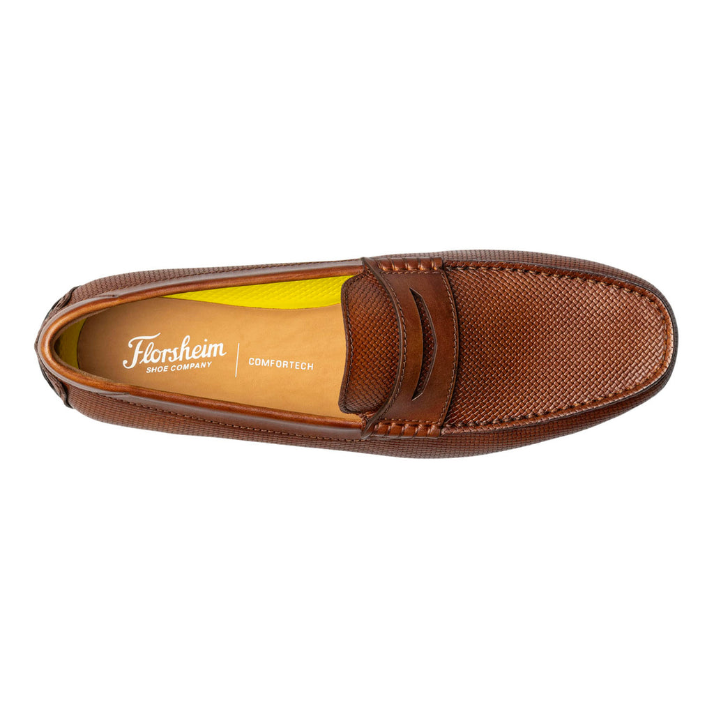 [POS] Men's Florsheim Motor Moc Toe Penny Driver COGNAC WEAVE PRINT 13411-221-POS